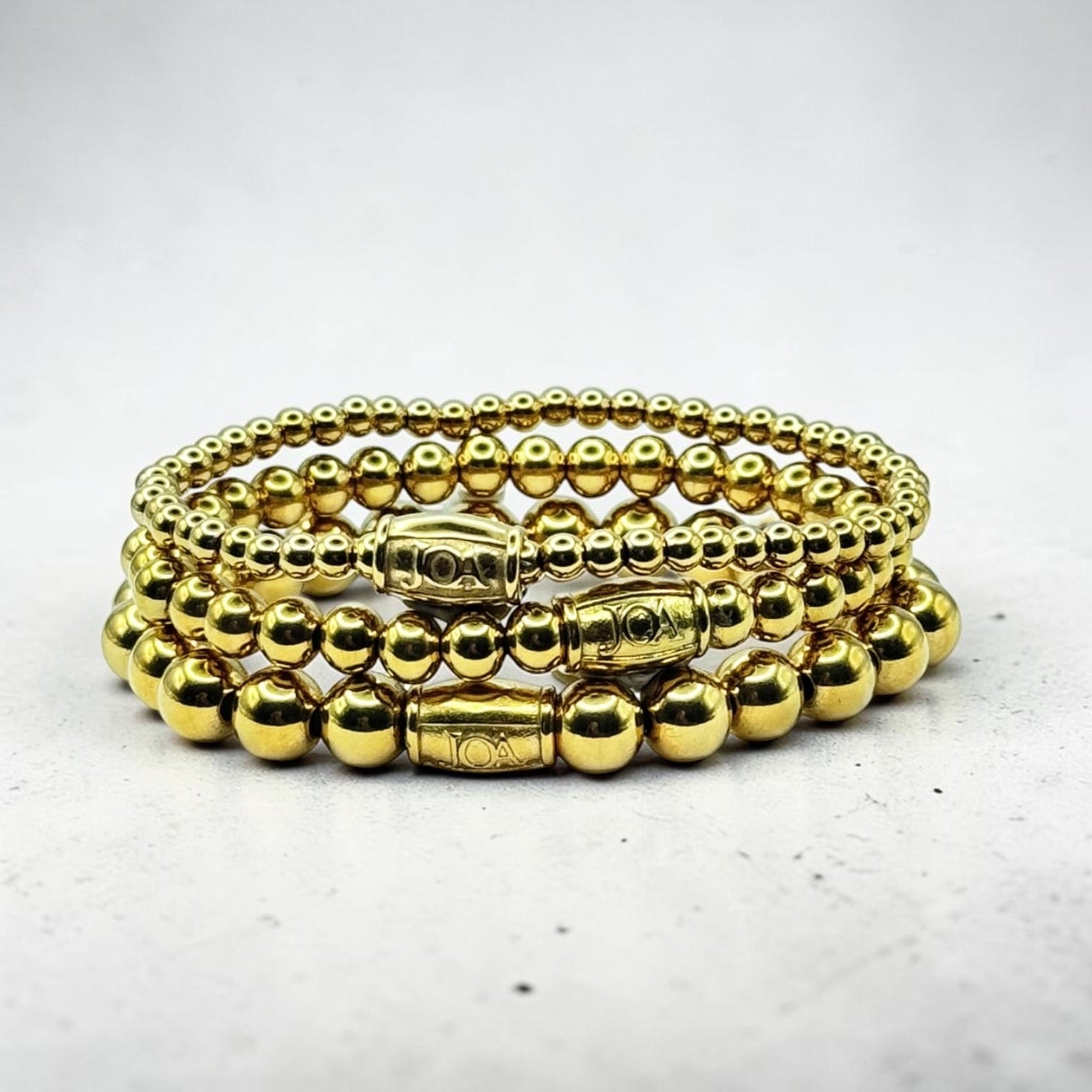 Gouden stainless steel armbanden set, verkleurd niet