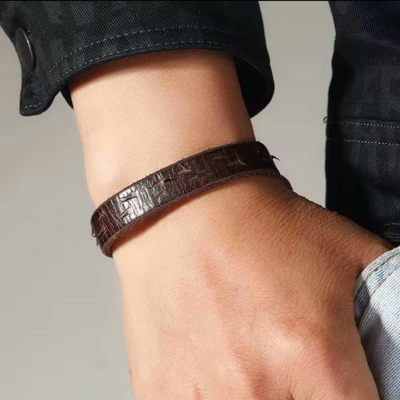 Smalle leren armband