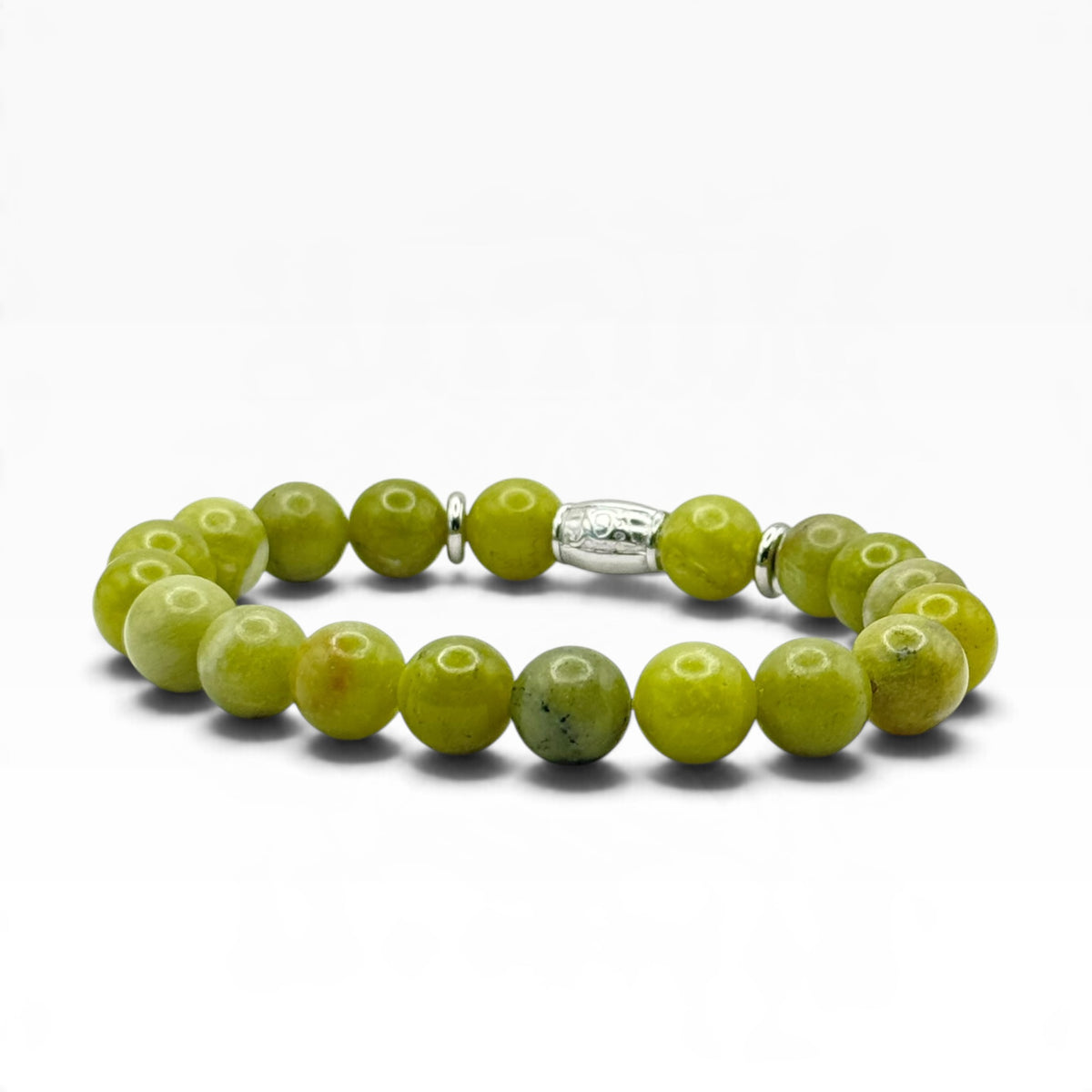 Jade armband 10 mm zilver