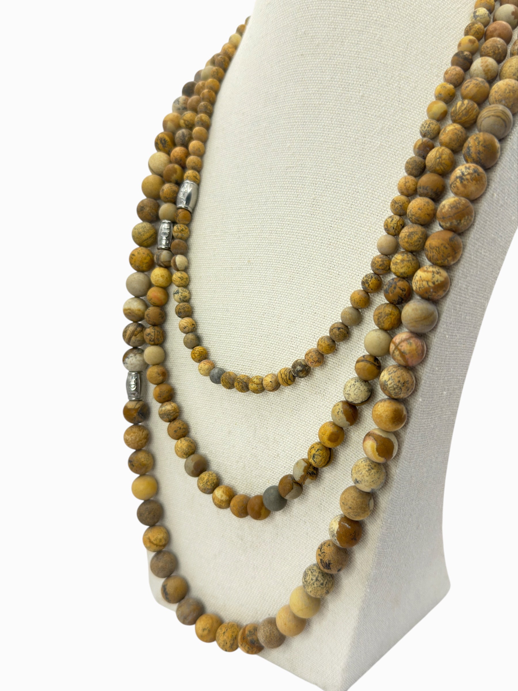heren Picture jaspis edelsteen ketting close up