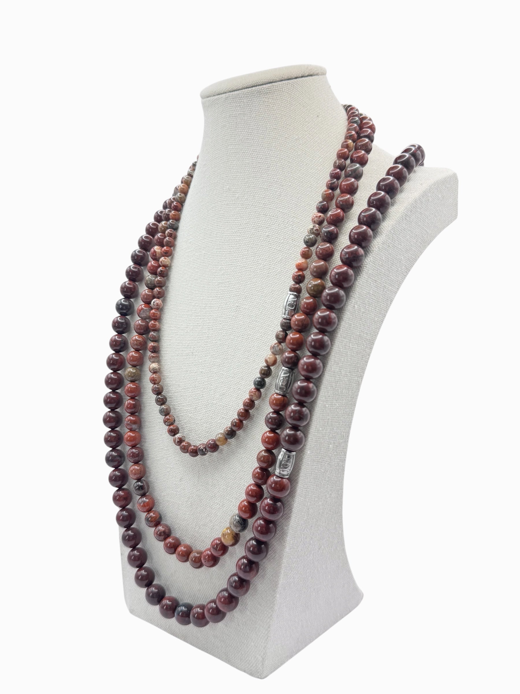 Heren Rode Jaspis edelsteen ketting 