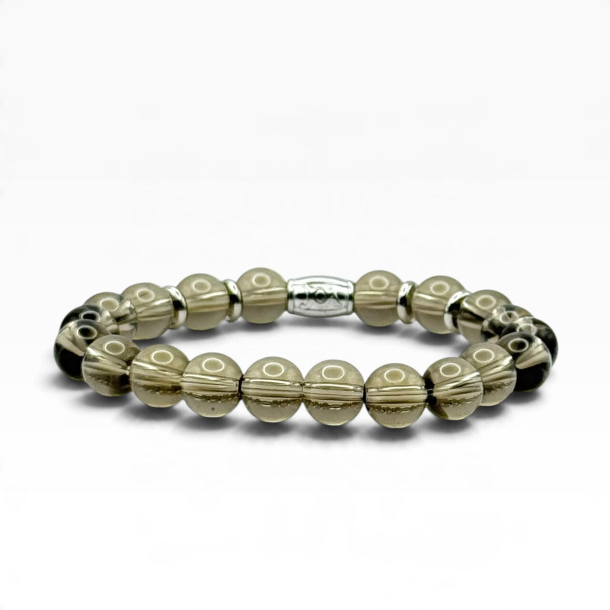 Rookkwarts armband 10mm zilver