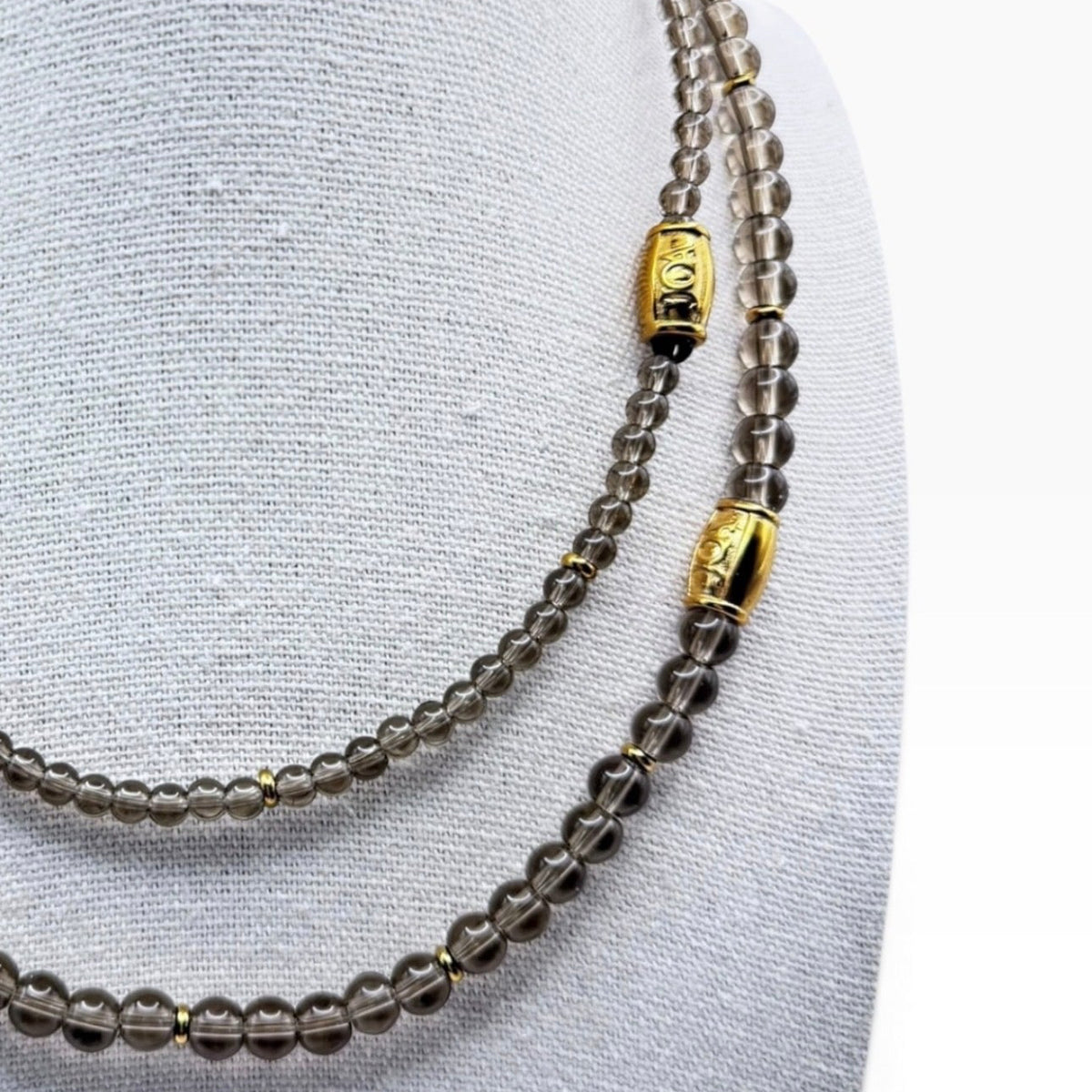 Rookkwarts ketting set goud close up