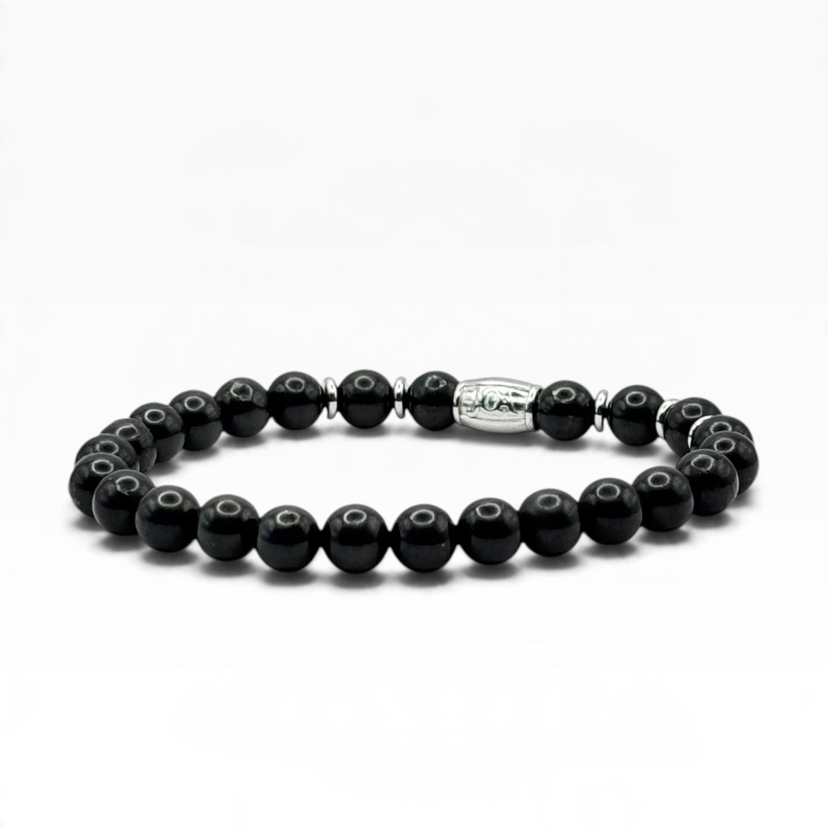 Shungiet armband 6mm zilver