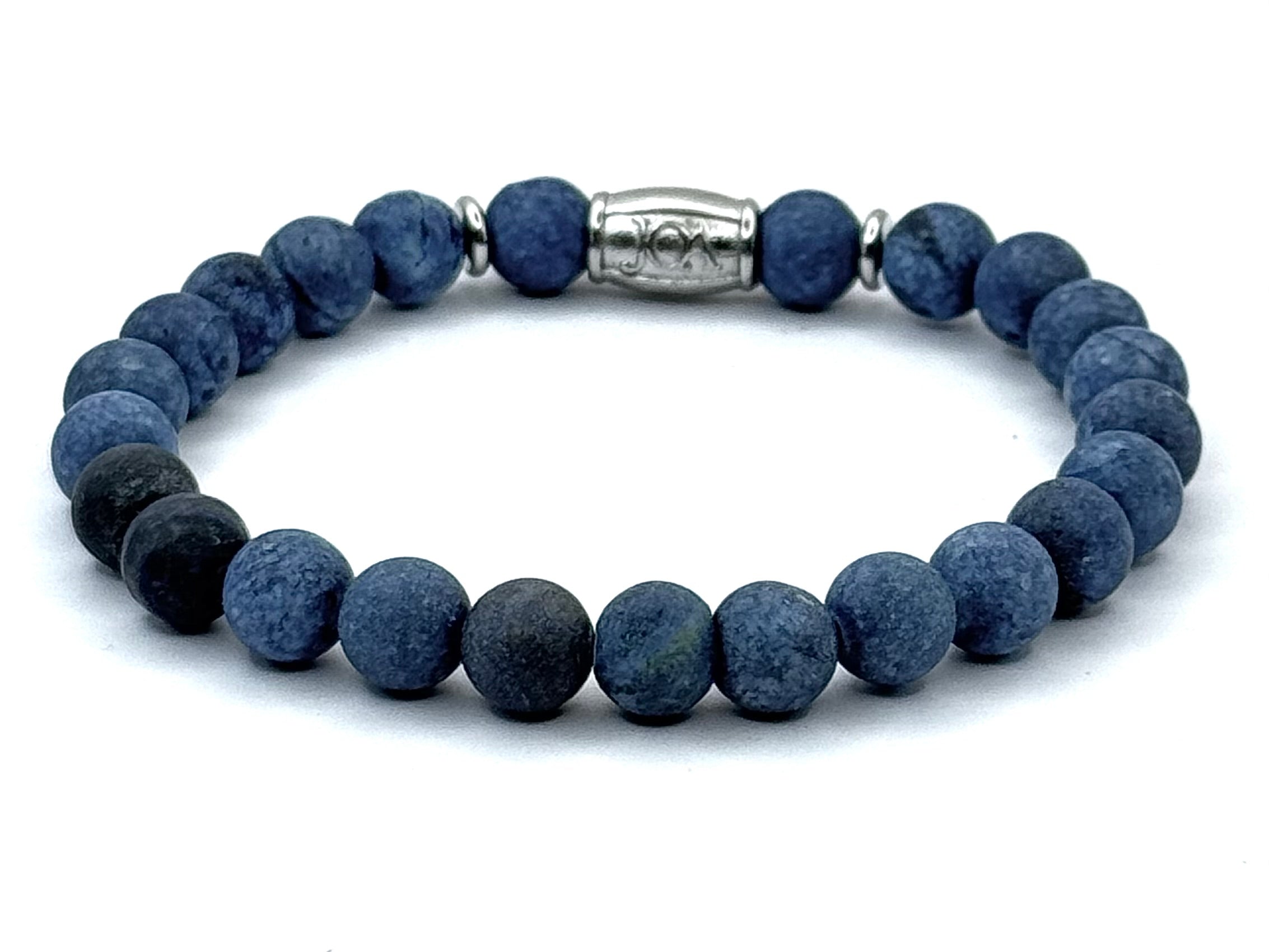 Sodaliet mat edelsteen armband zilver 8mm