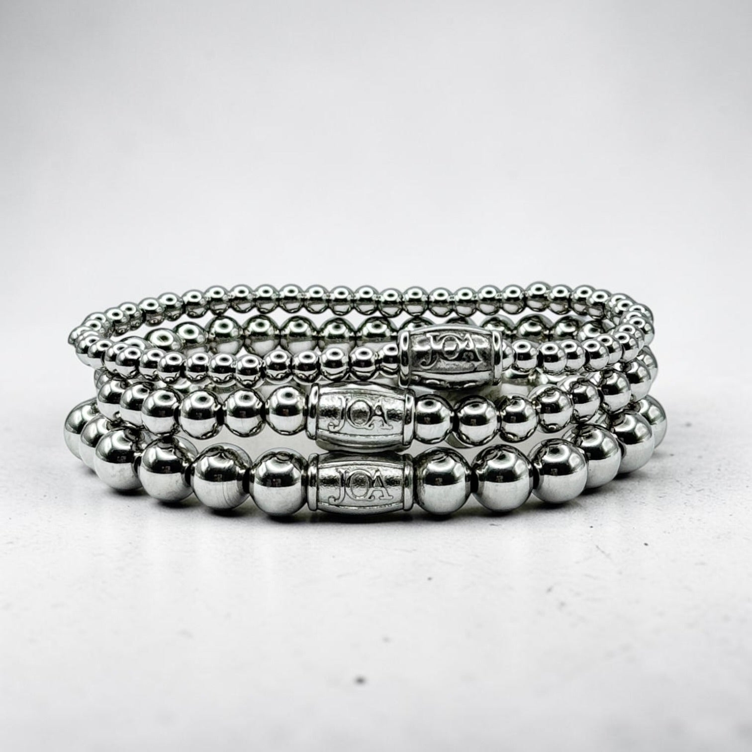 Zilveren stainless steel armbanden set, verkleurd niet