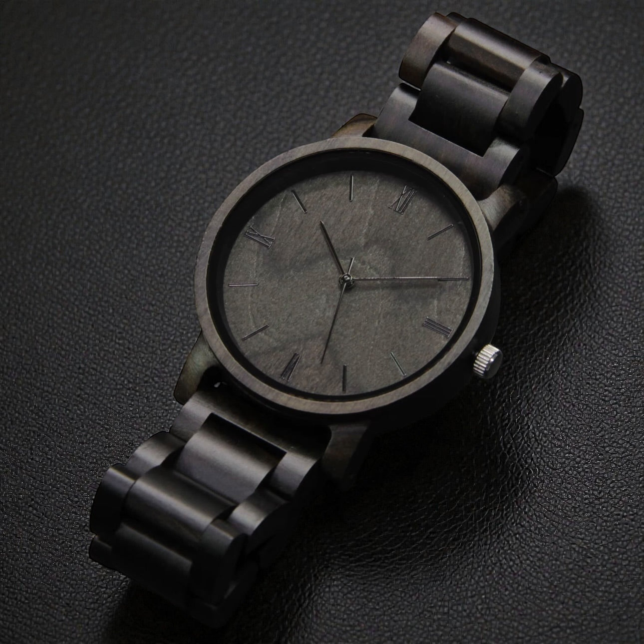 zwart houten heren horloge