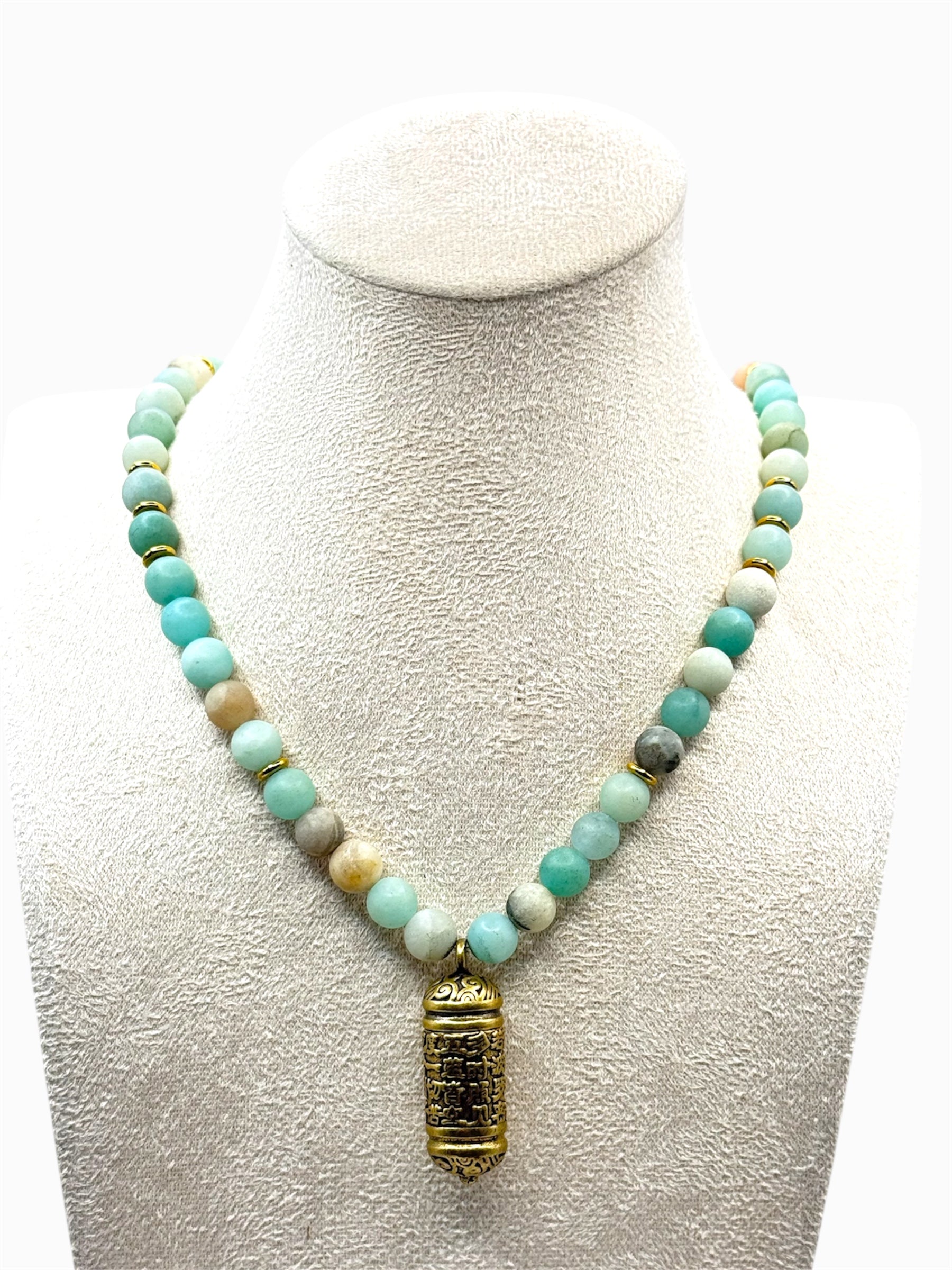 Amazoniet edelsteen festival ketting, maakt jouw festival outfit compleet