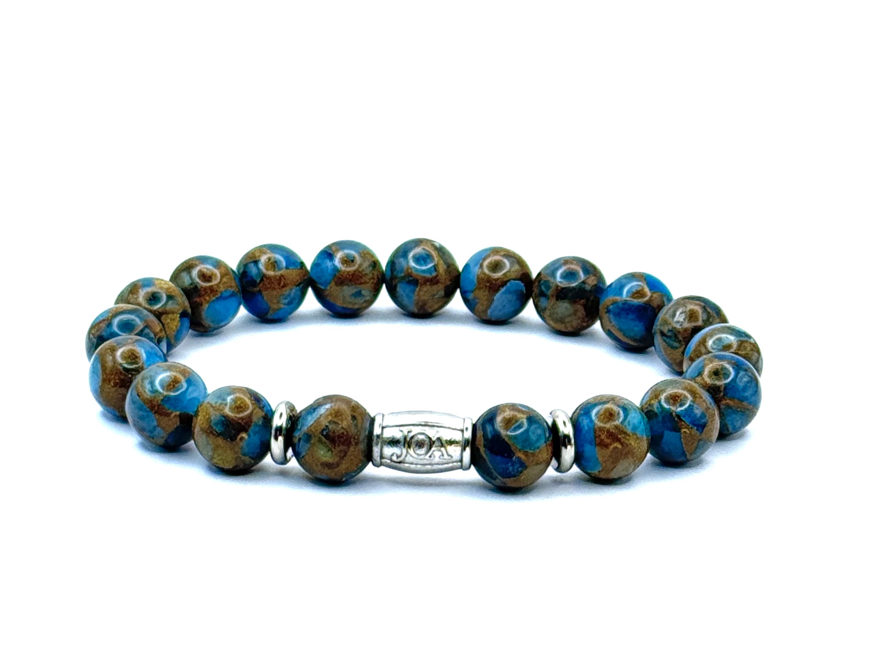 blauwe paraiba kwarts edelsteen armband zilver 10mm