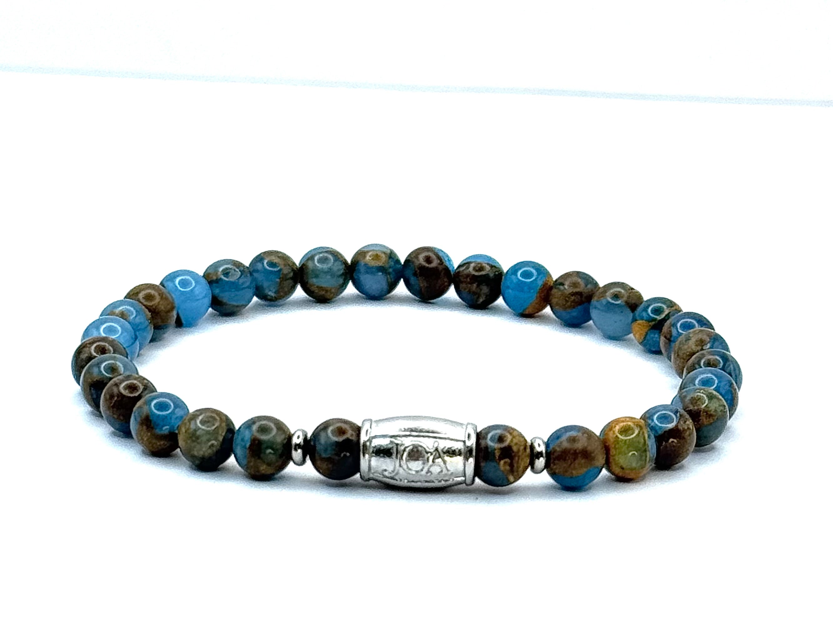 blauwe paraiba kwarts edelsteen armband zilver 6mm