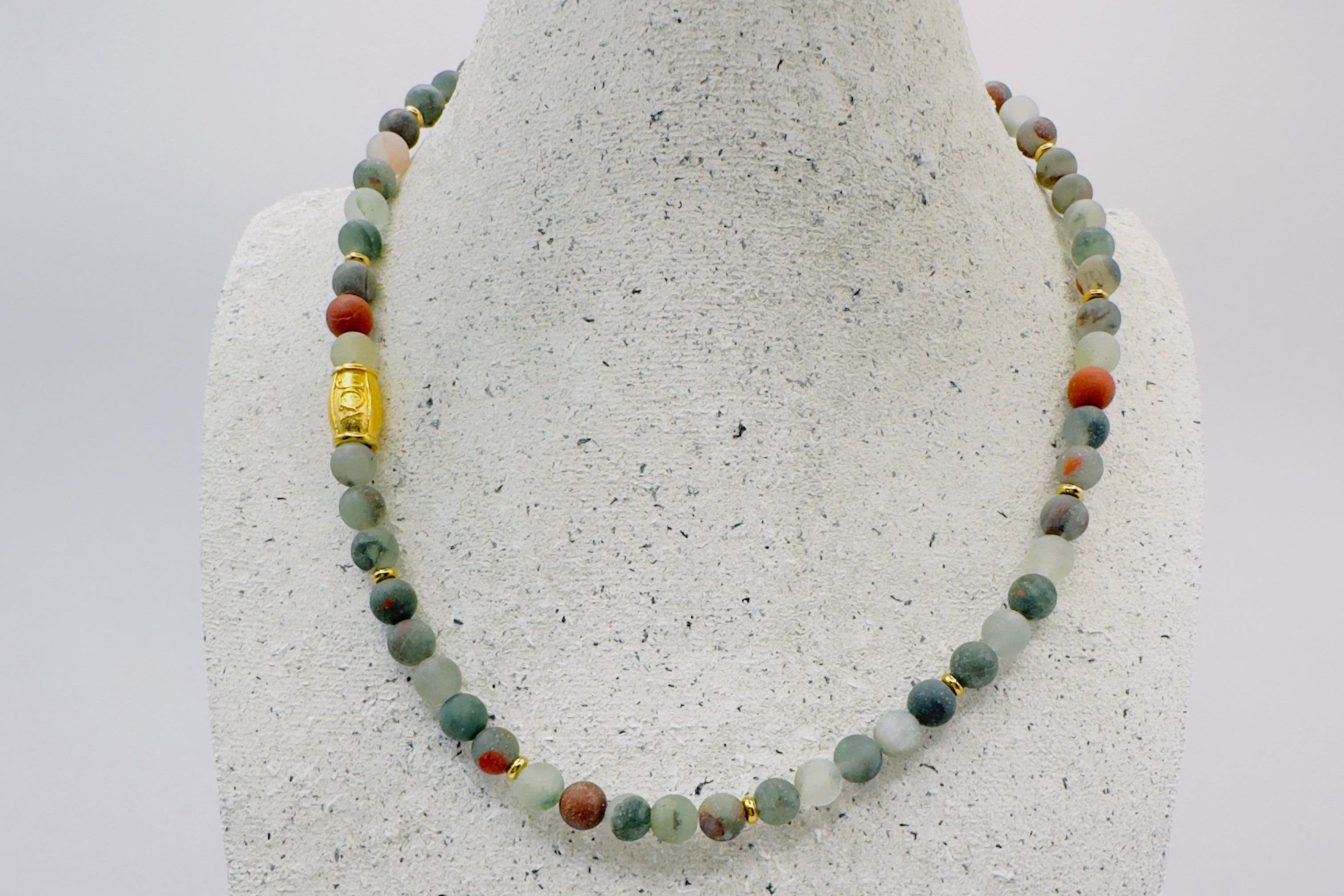 dames bloed jaspis edelsteen ketting goud