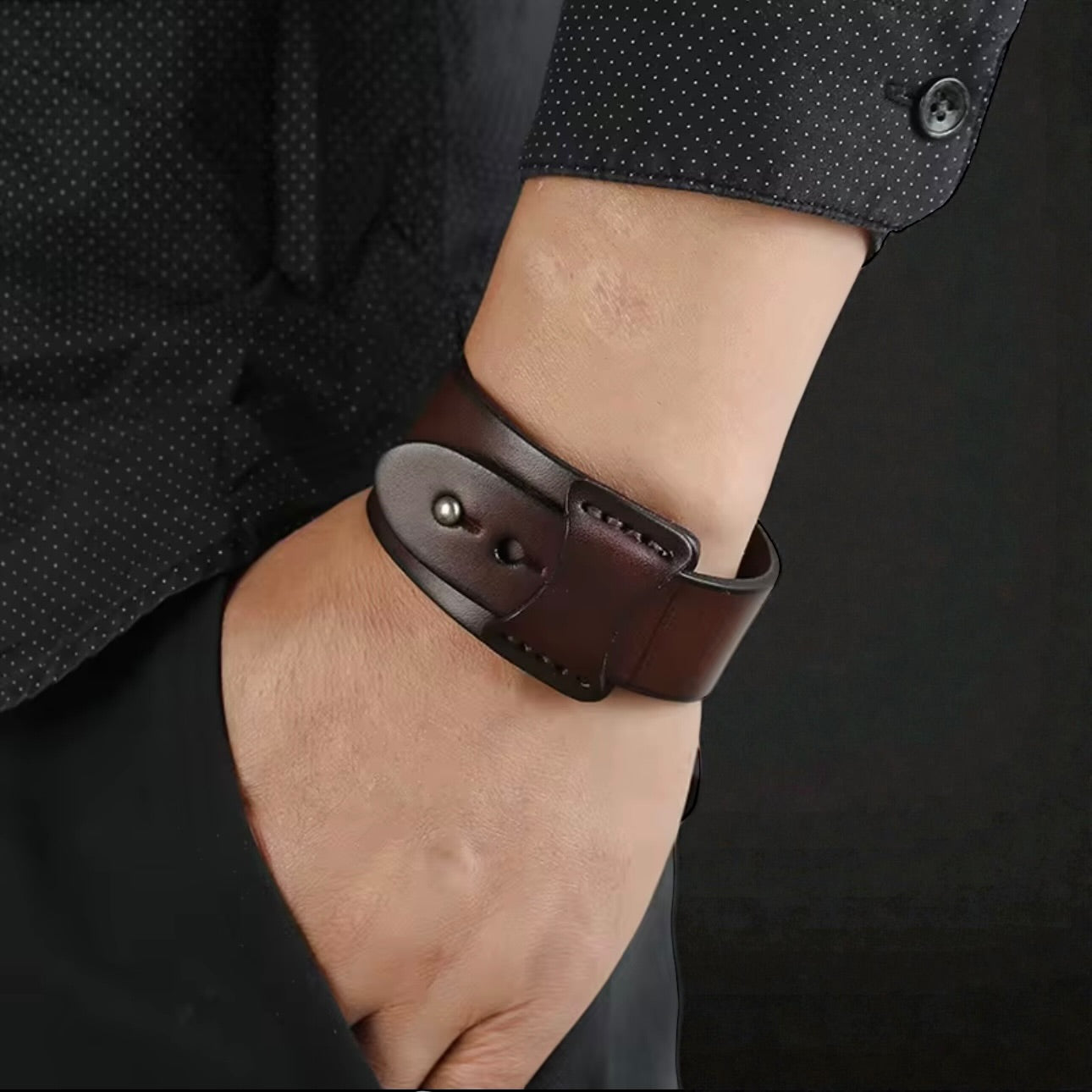 bruin heren leren armband verstelbaar