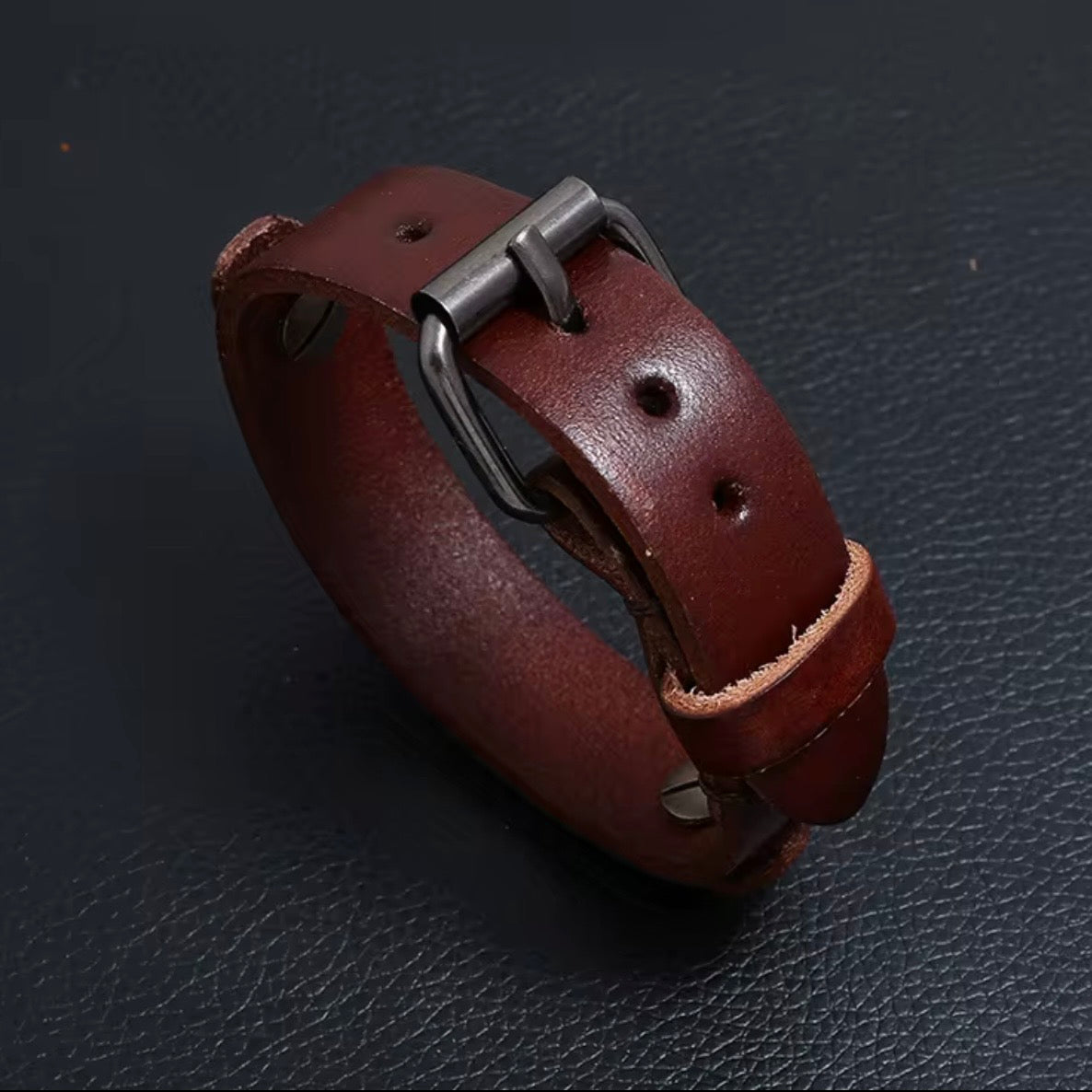 heren bruin leren armband met gesp
