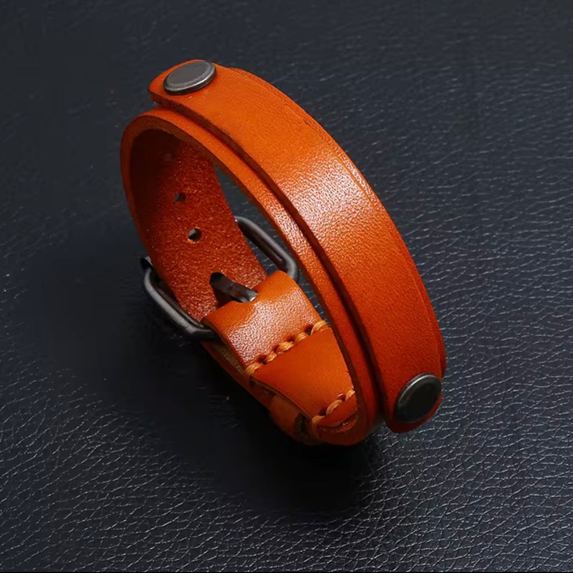 heren cognac lederen armband met gesp