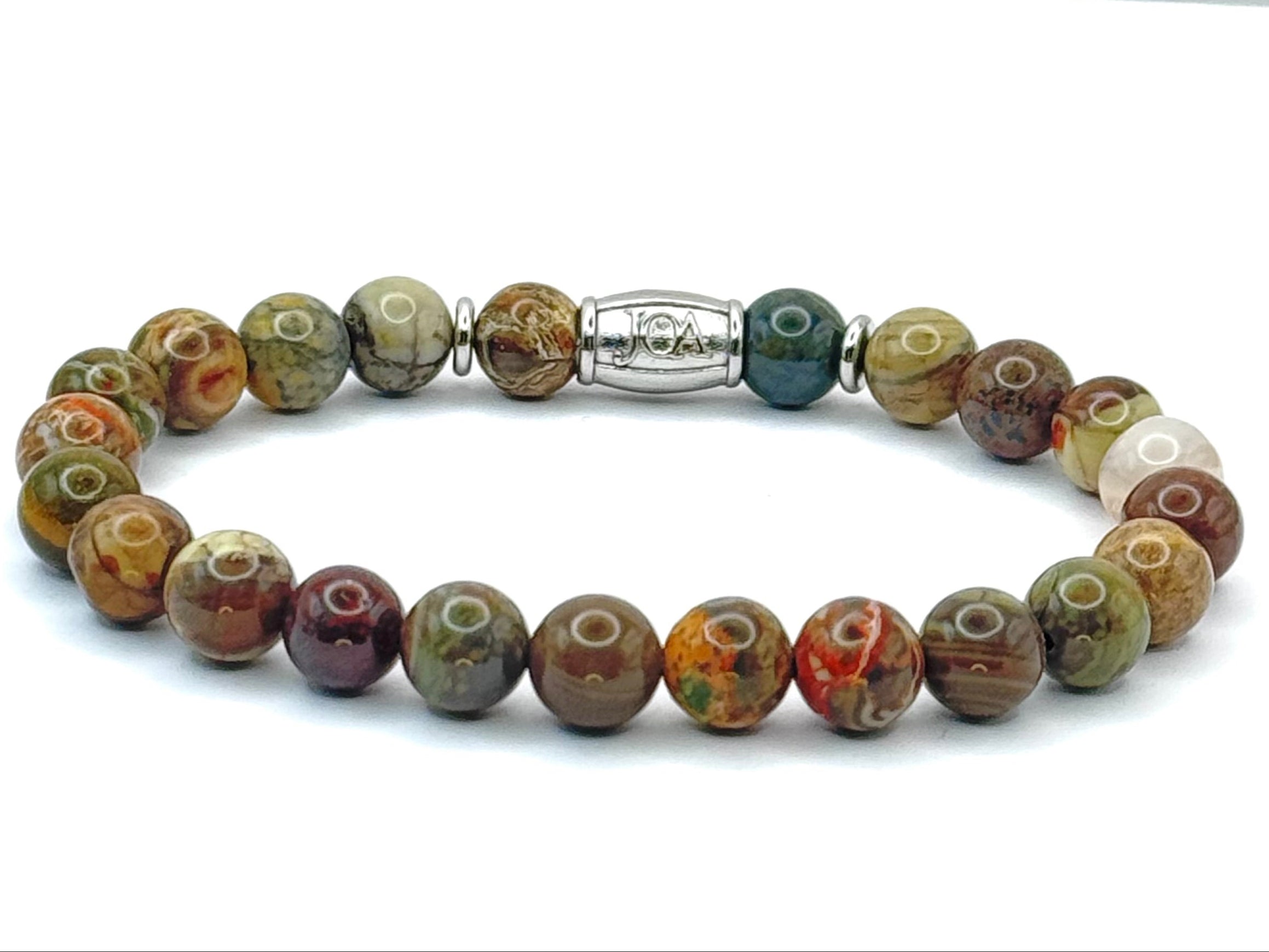 earth picasso jaspis edelstenen armband zilver 8mm