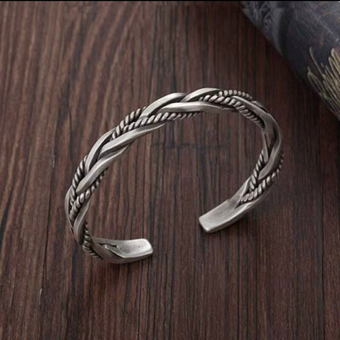 gevlochten heren zilveren edelstalen armband