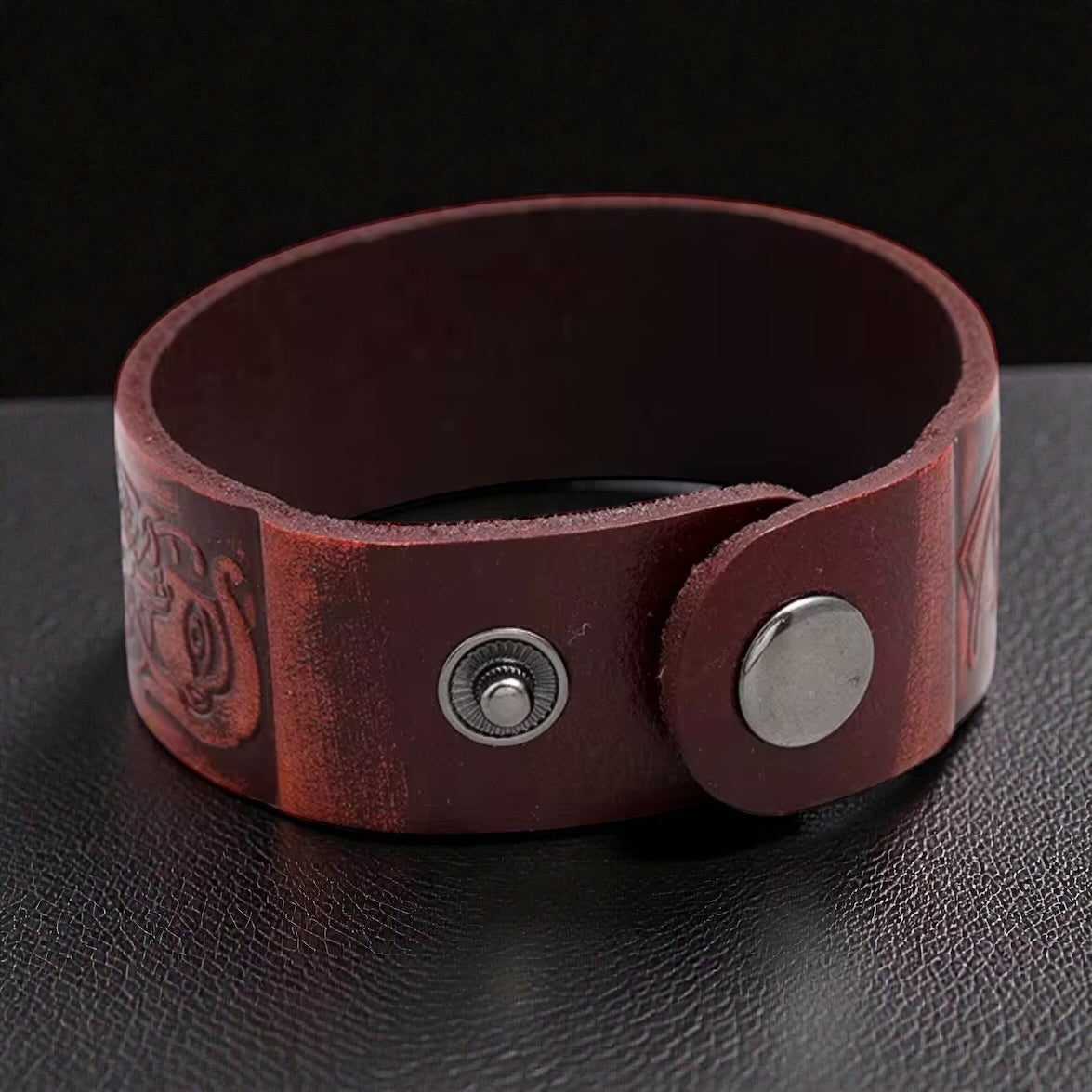 heren egyptische lederen armband bruin achterzijde
