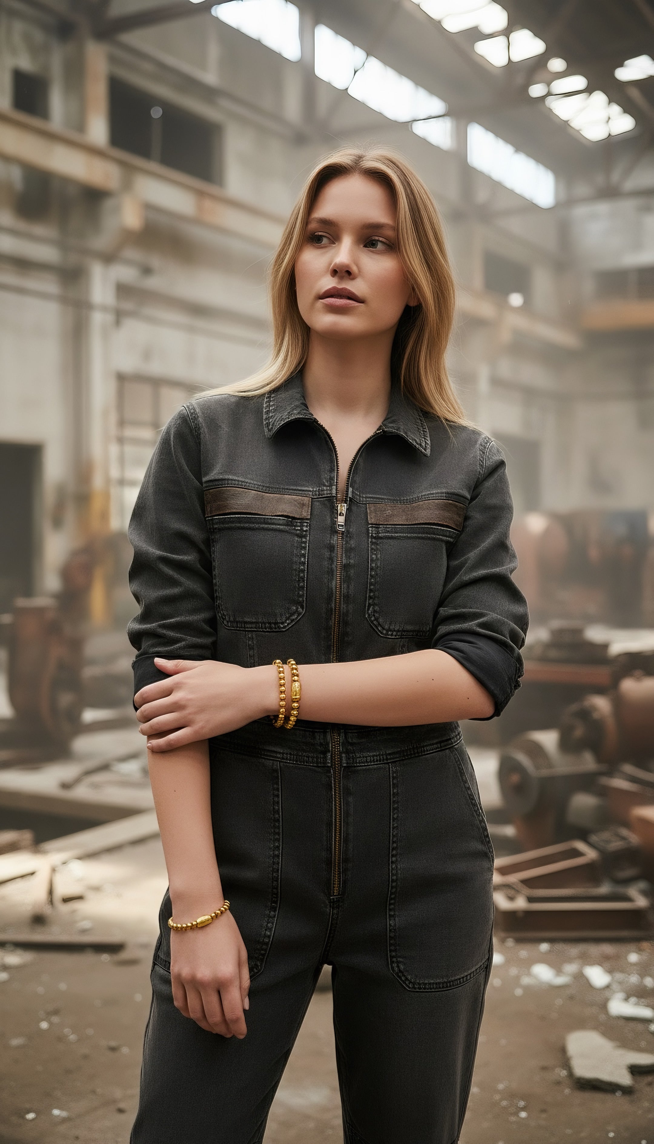Gouden stainless steel armbanden set