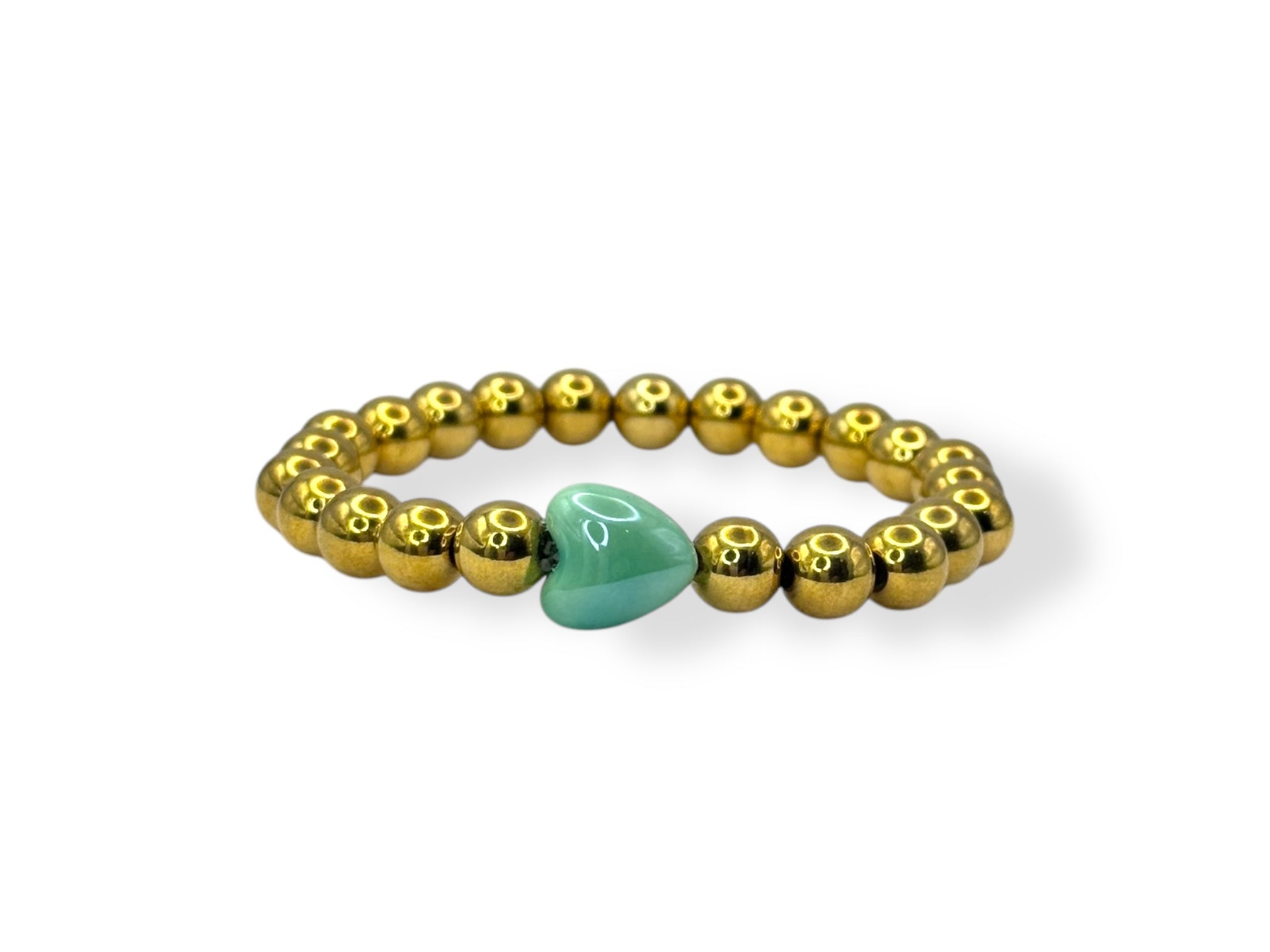 Stainless steel goud dames armband met groen hartje