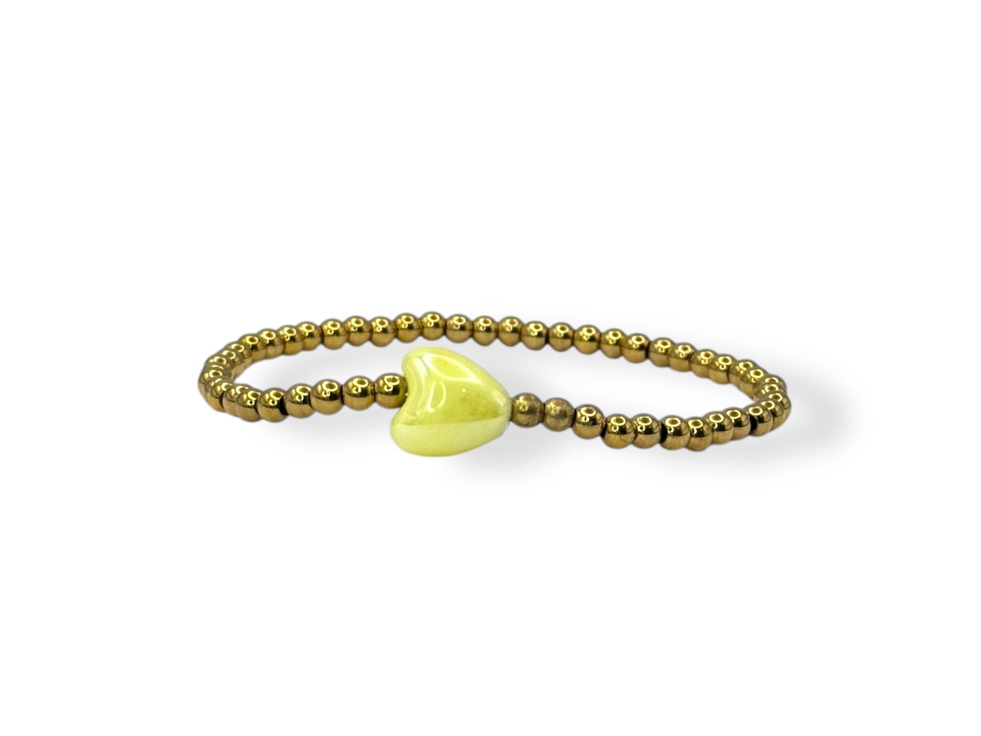 Stainless steel goud dames armband met geel hartje