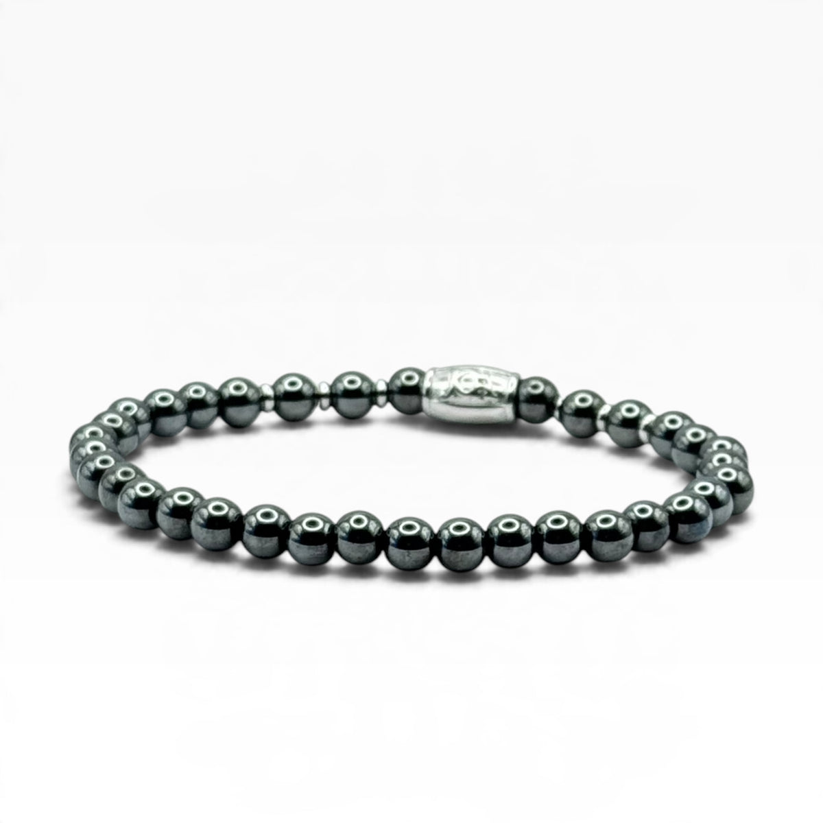 hematiet armband 6mm zilver