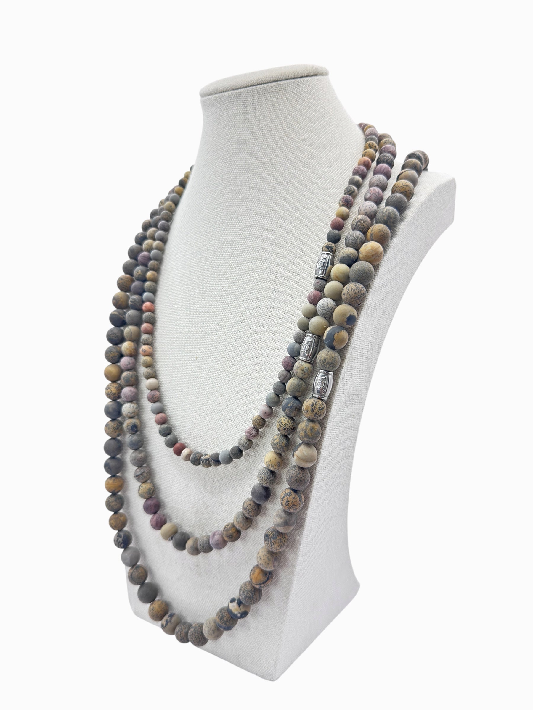 heren Bruin spotted jaspis edelsteen ketting 