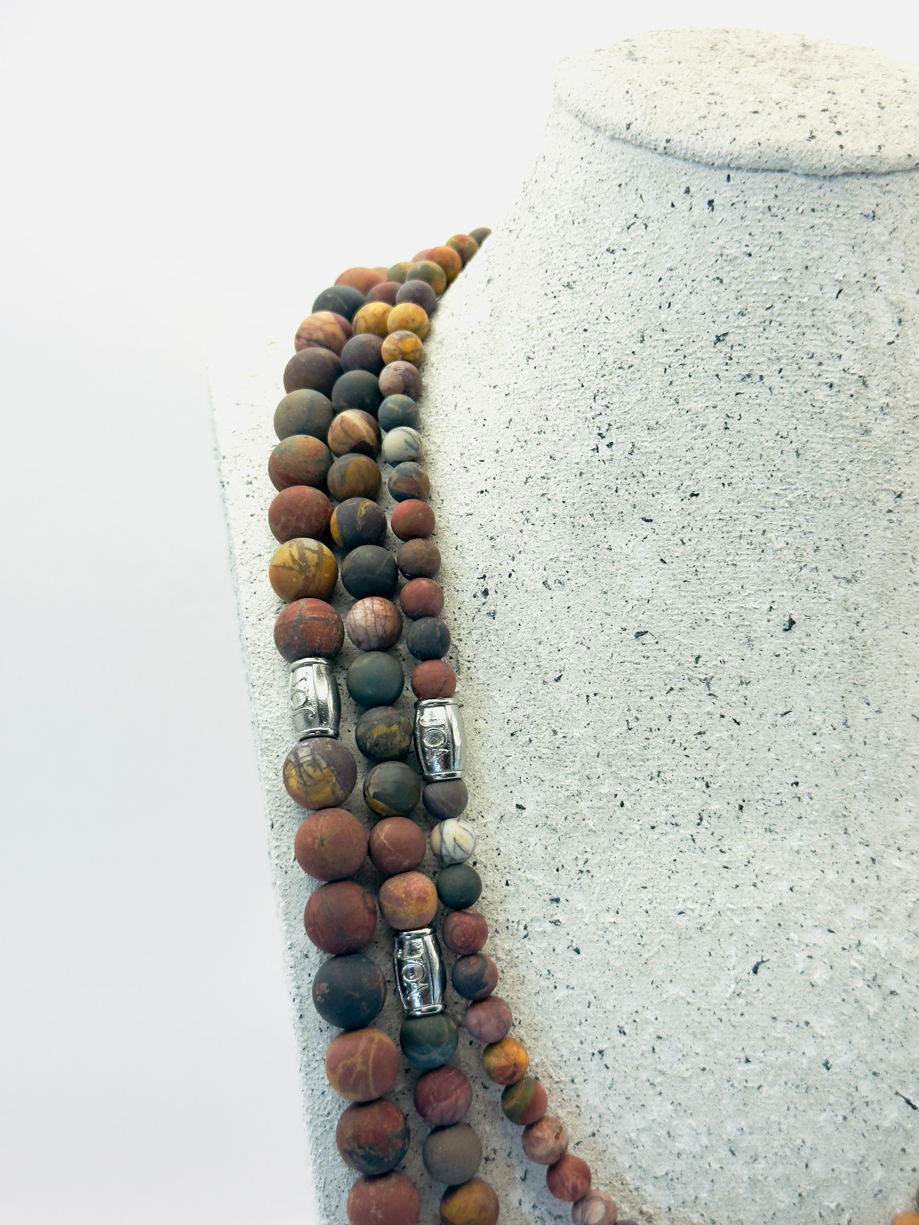 heren close up picasso jaspis edelsteen ketting set 