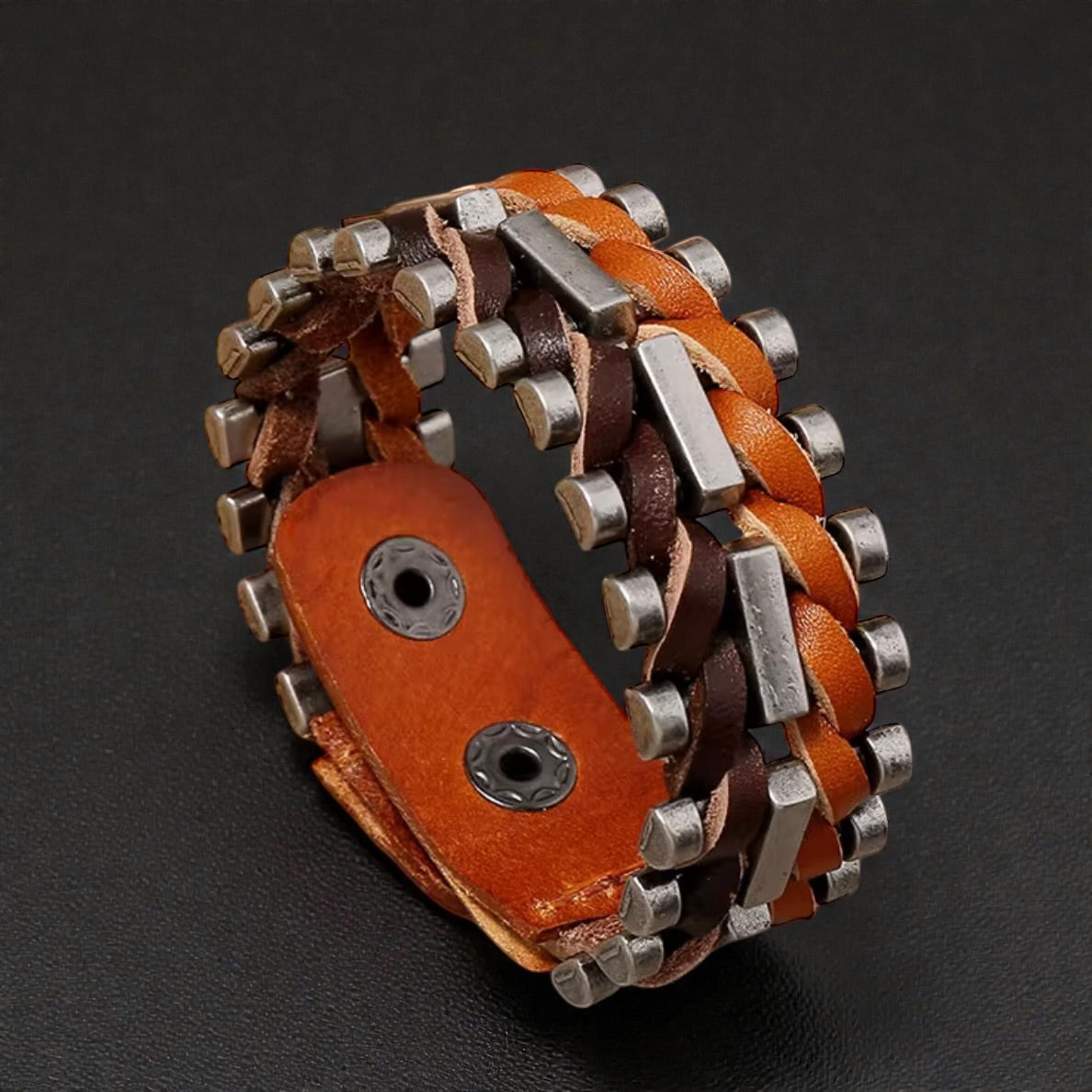 heren edelstaal met leer armband met gesp