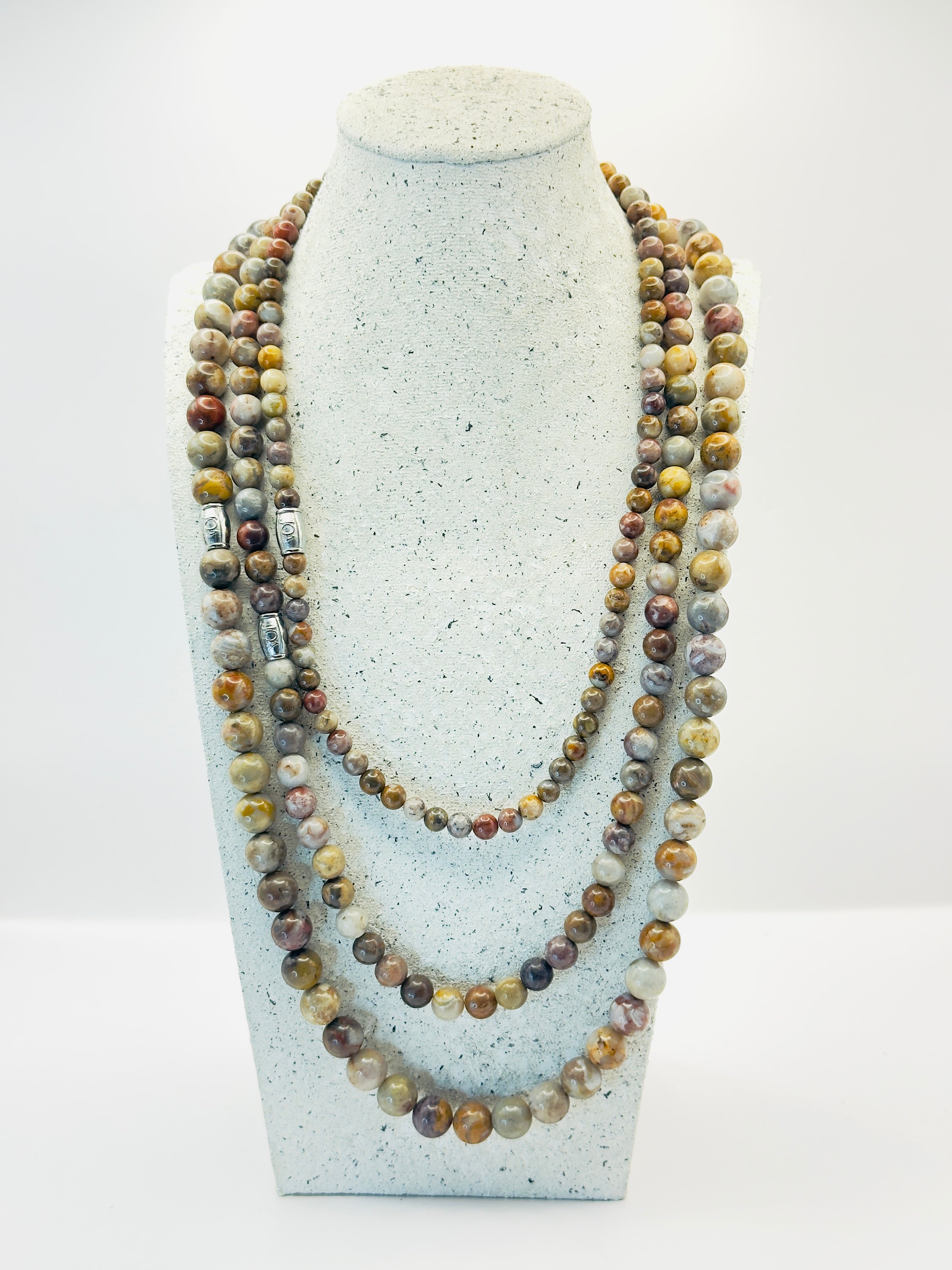 heren licht jaspis edelsteen ketting set 