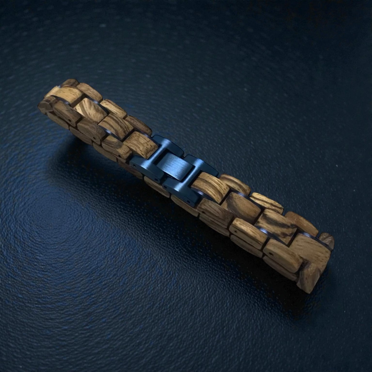 houten heren Armband met blauw edelstaal