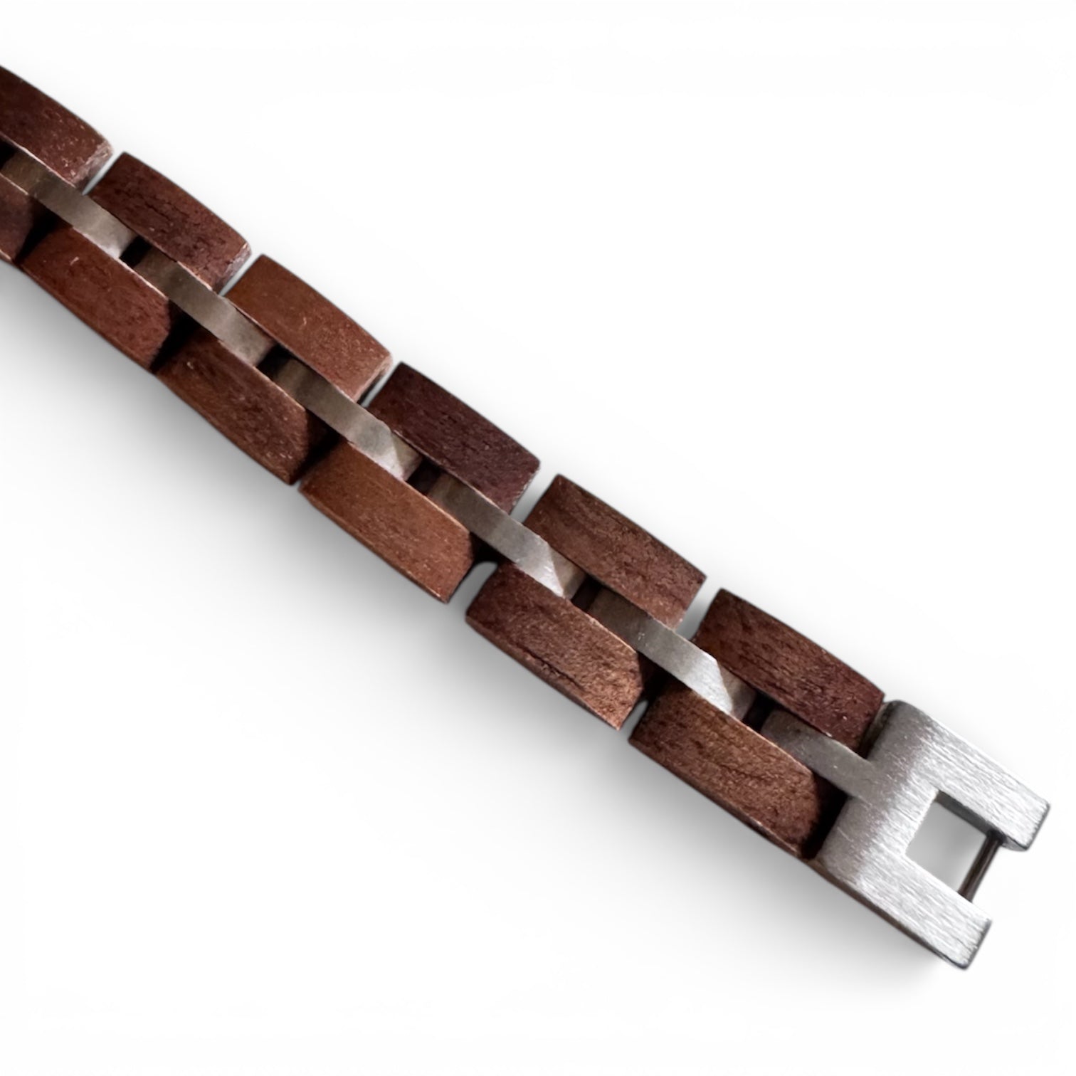 houten heren armband met edelstaal sluiting