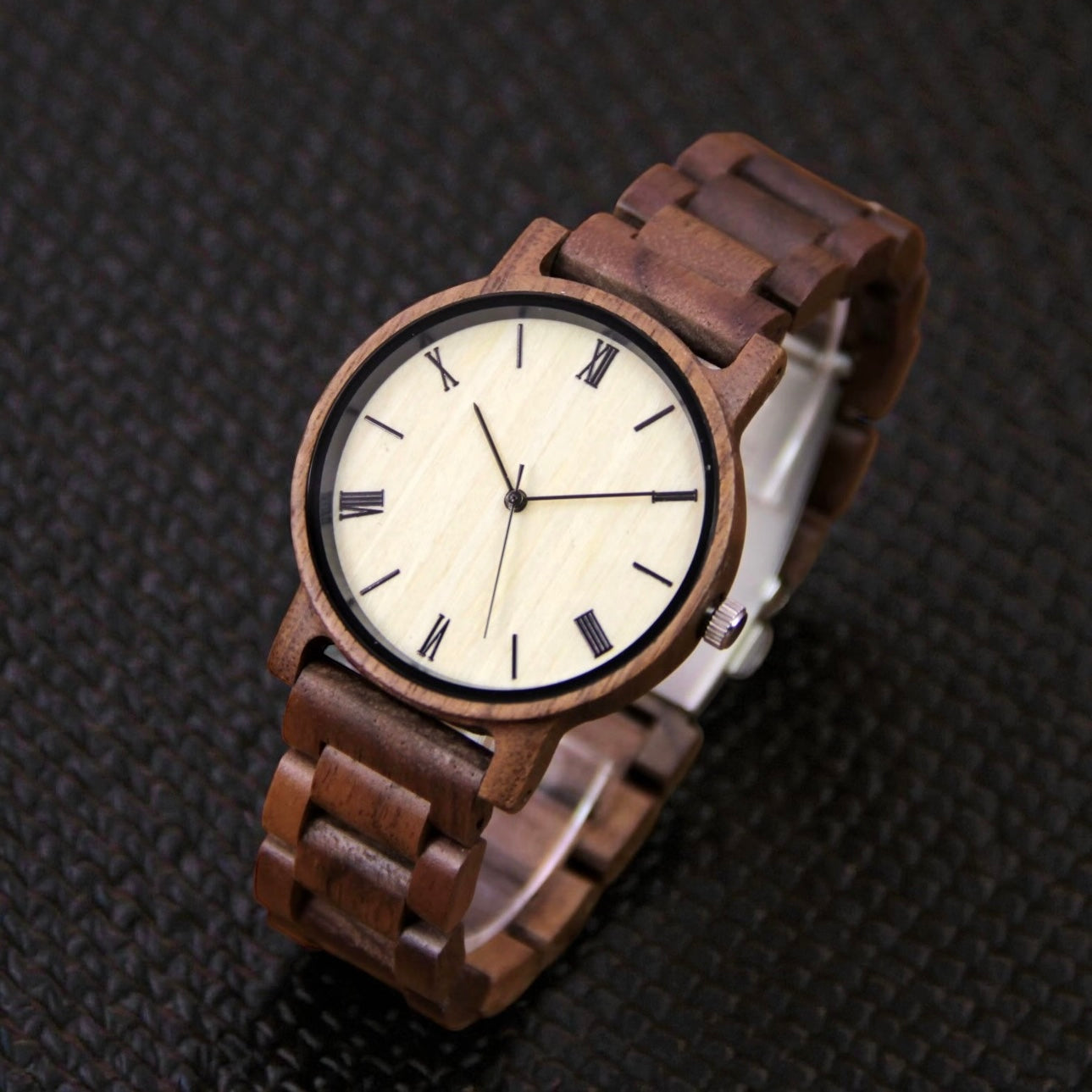 houten heren horloge met licht wijzerplaat