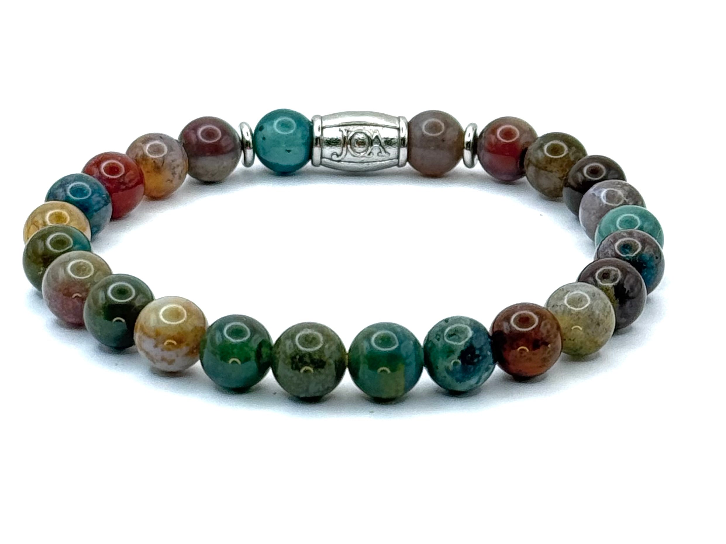 indian agaat edelsteen armband zilver 8mm