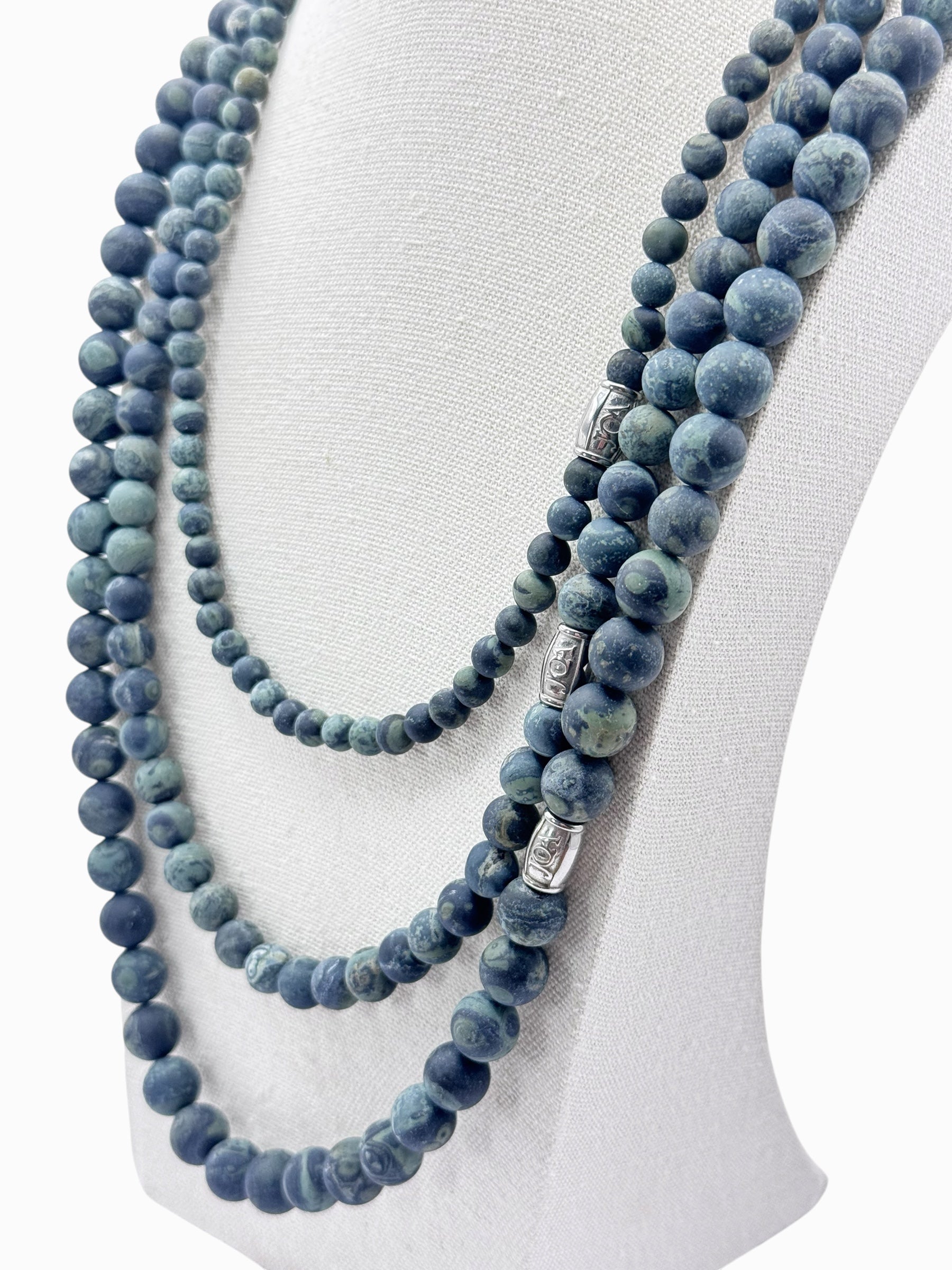 heren edelsteen kambaba jaspis mat ketting close up