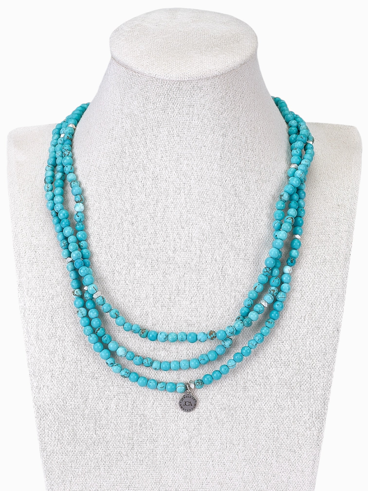 Dames turkoois edelsteen ketting lang
