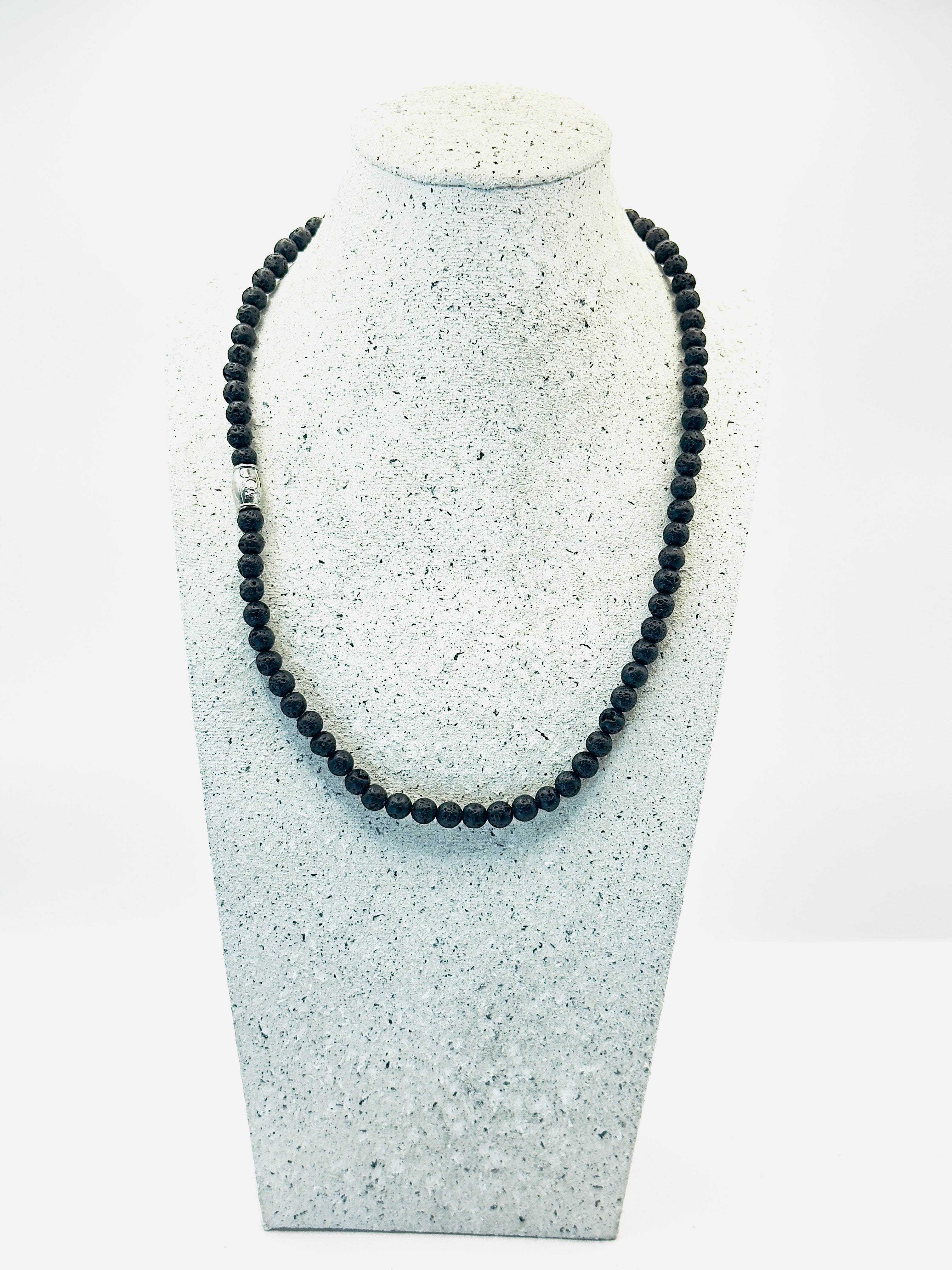 heren lavasteen edelsteen ketting 50cm