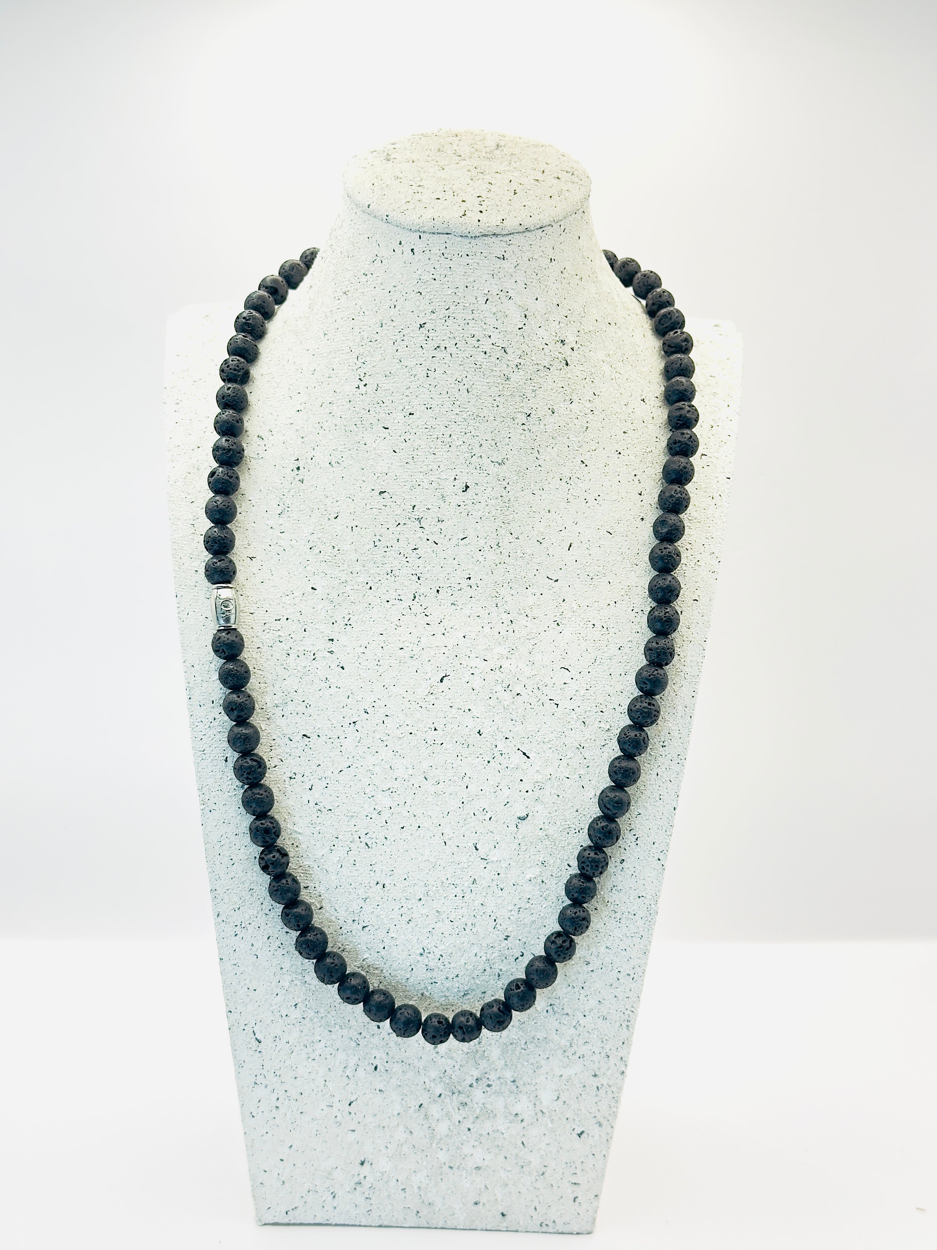 heren lavasteen edelsteen ketting 50cm