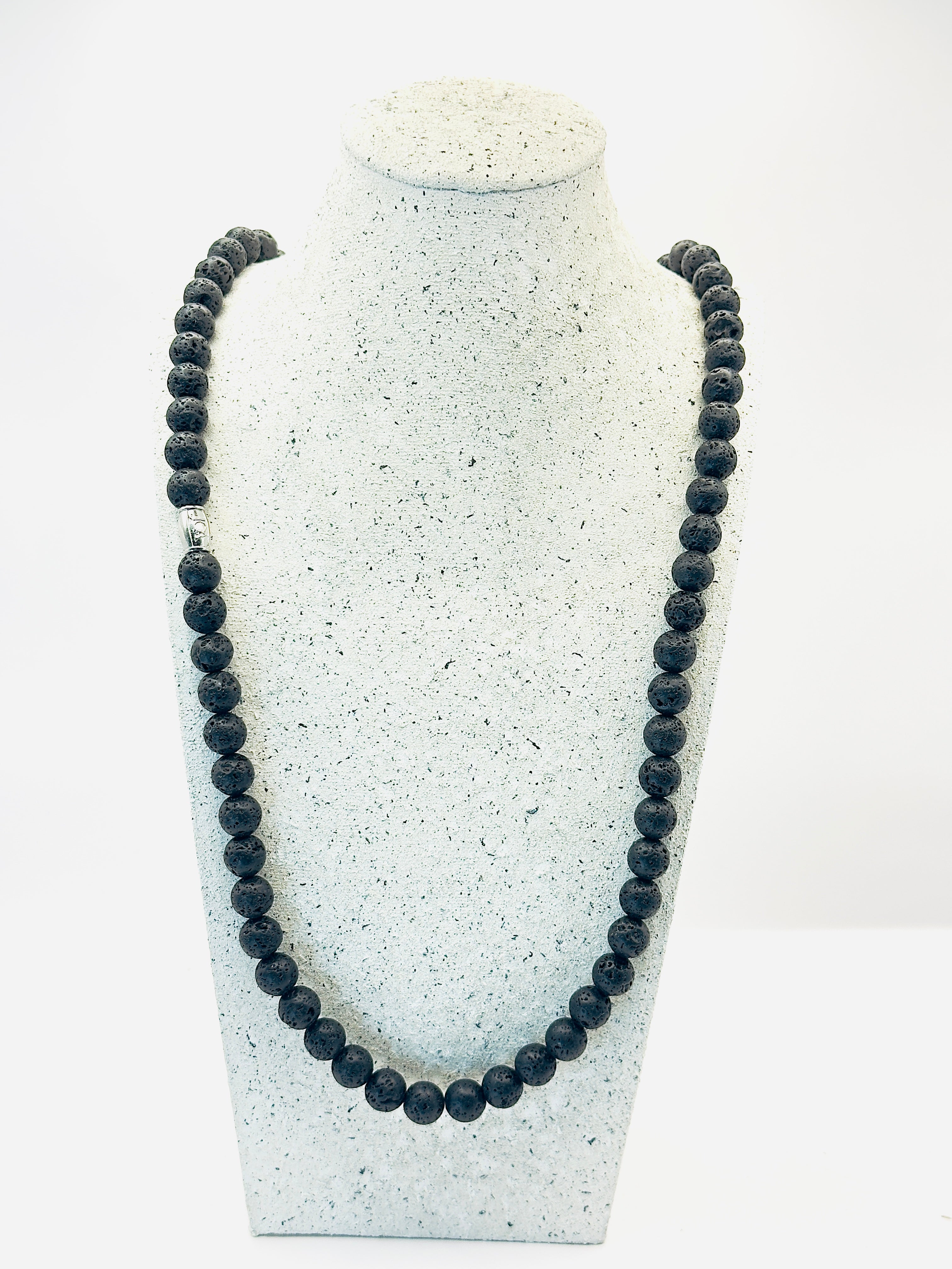 heren lavasteen edelsteen ketting 80cm