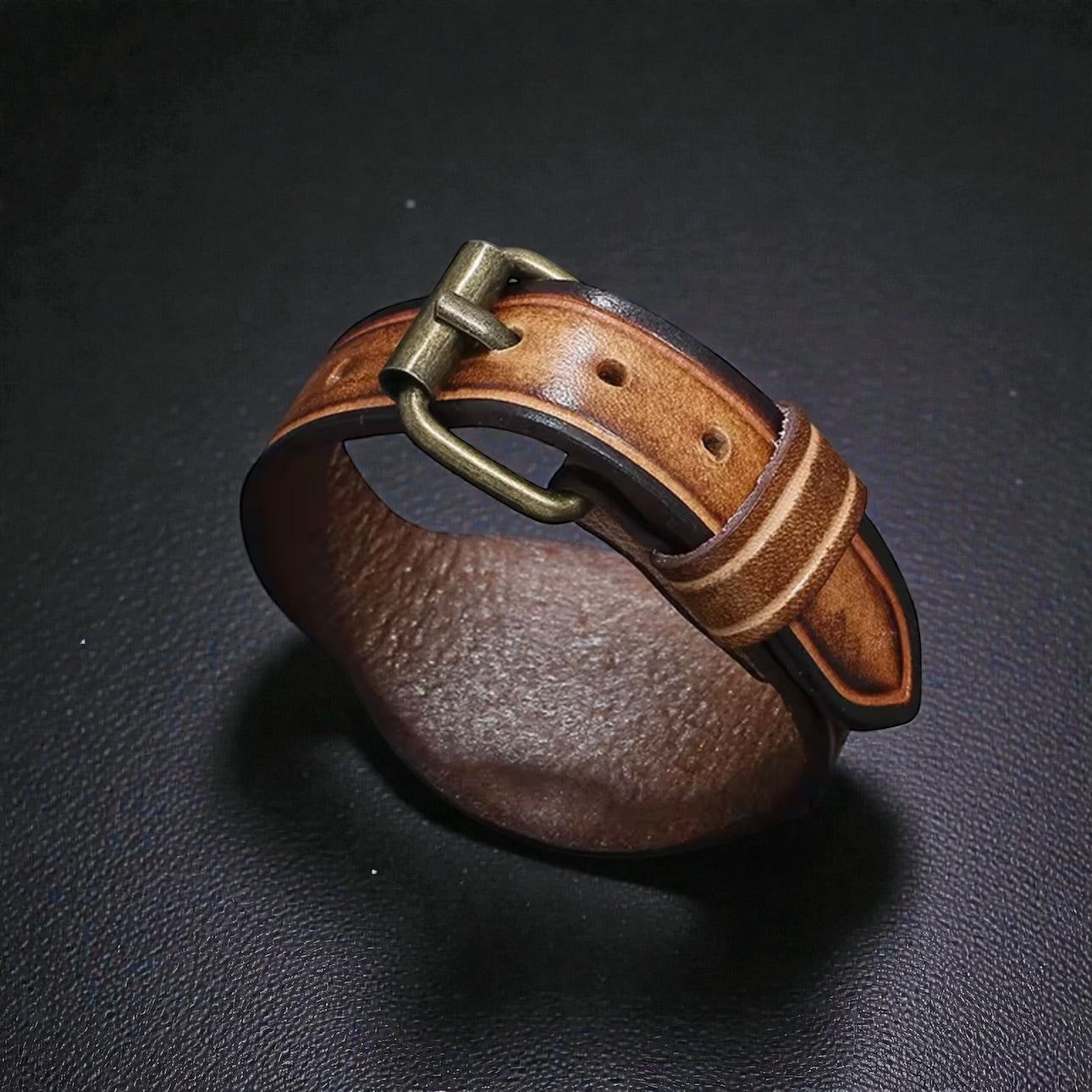 heren leren armband met gesp achterzijde