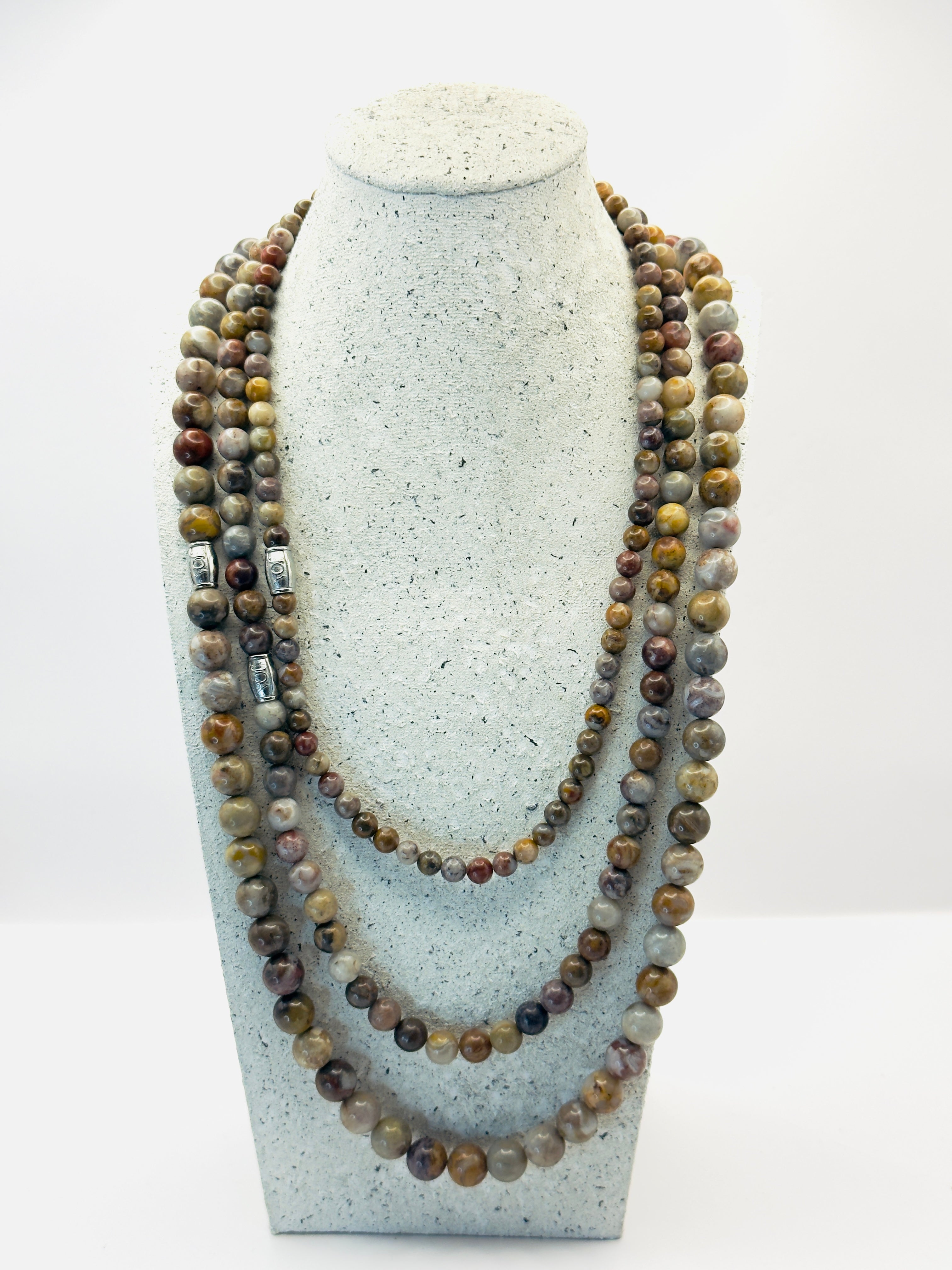heren licht jaspis edelsteen ketting set 