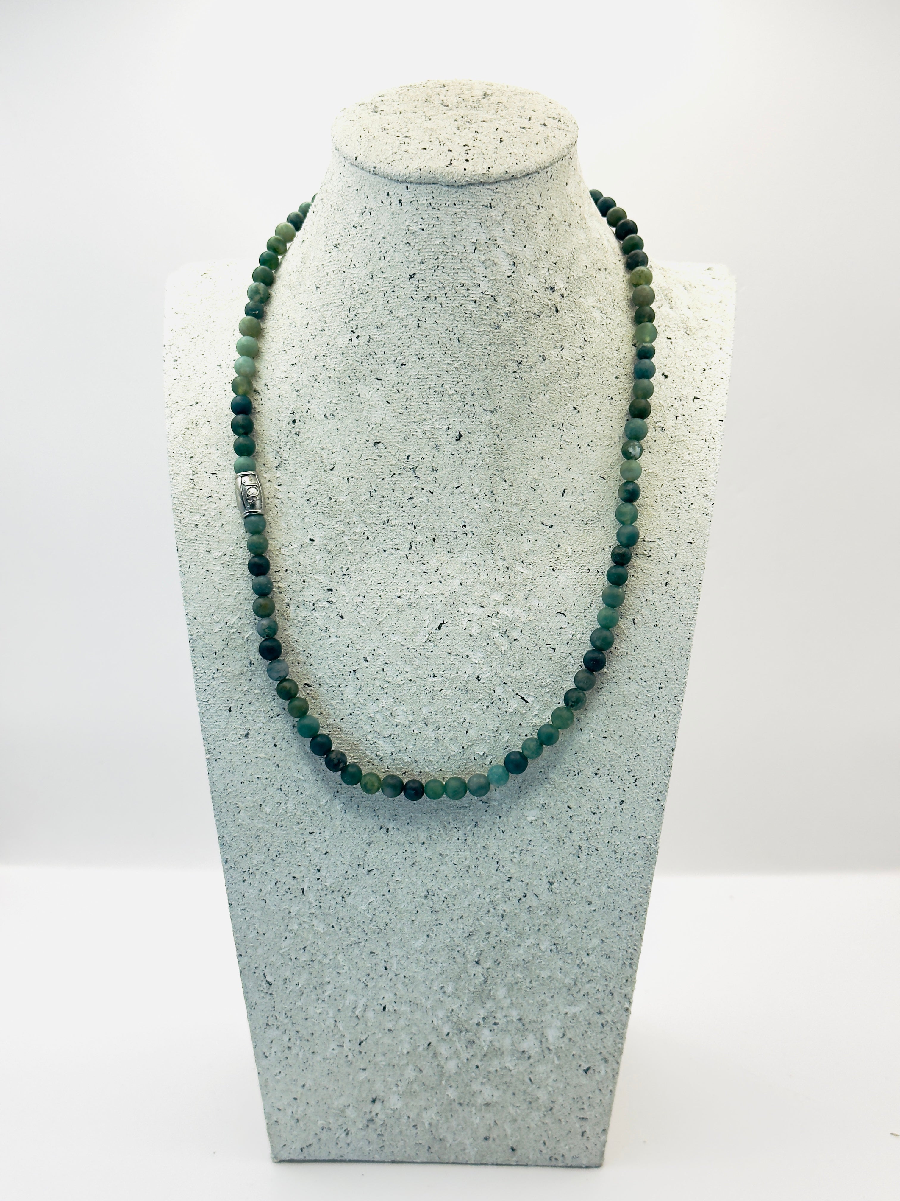 heren mos agaat edelsteen ketting 50cm