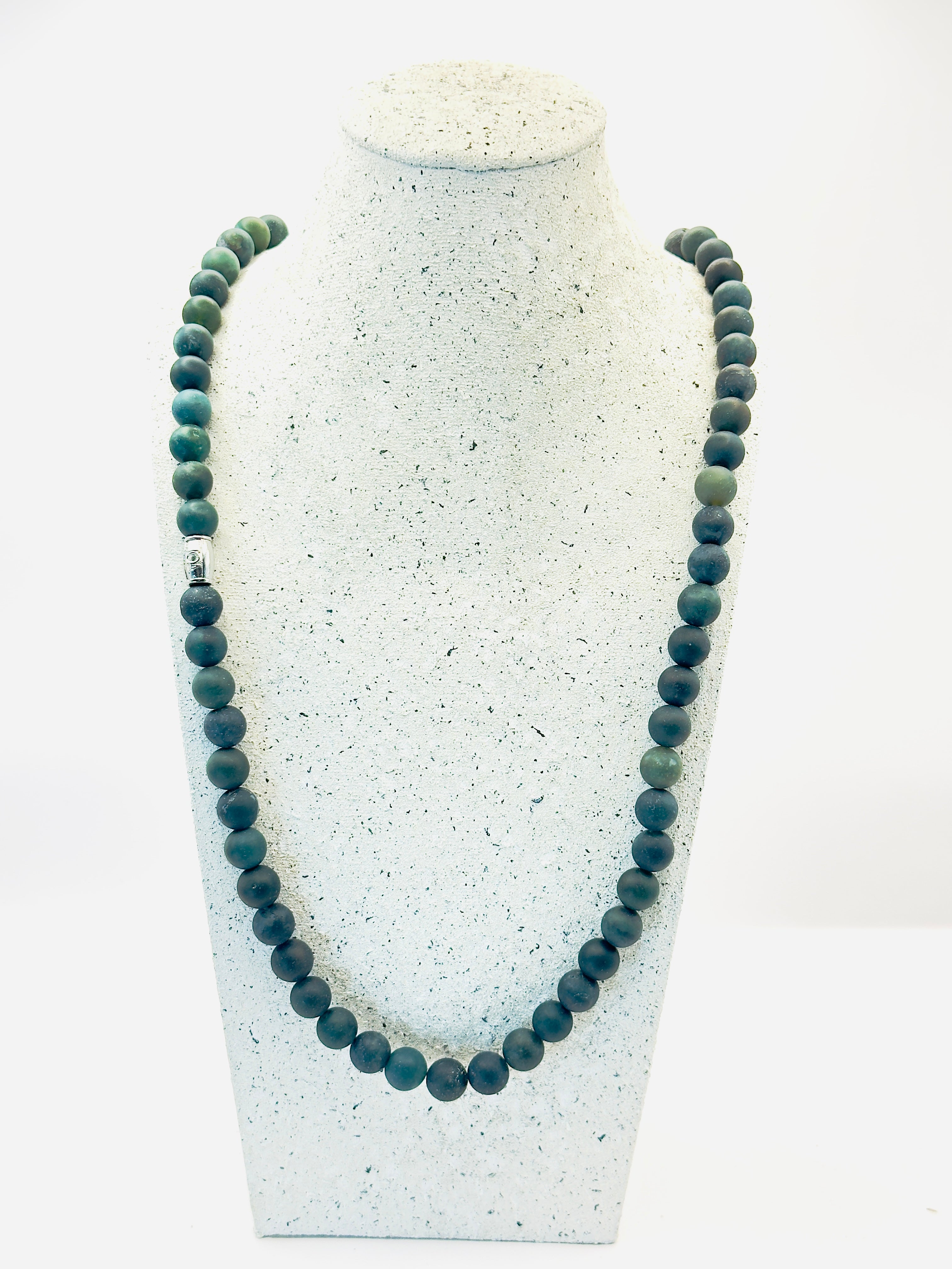 heren mos agaat edelsteen ketting 80cm