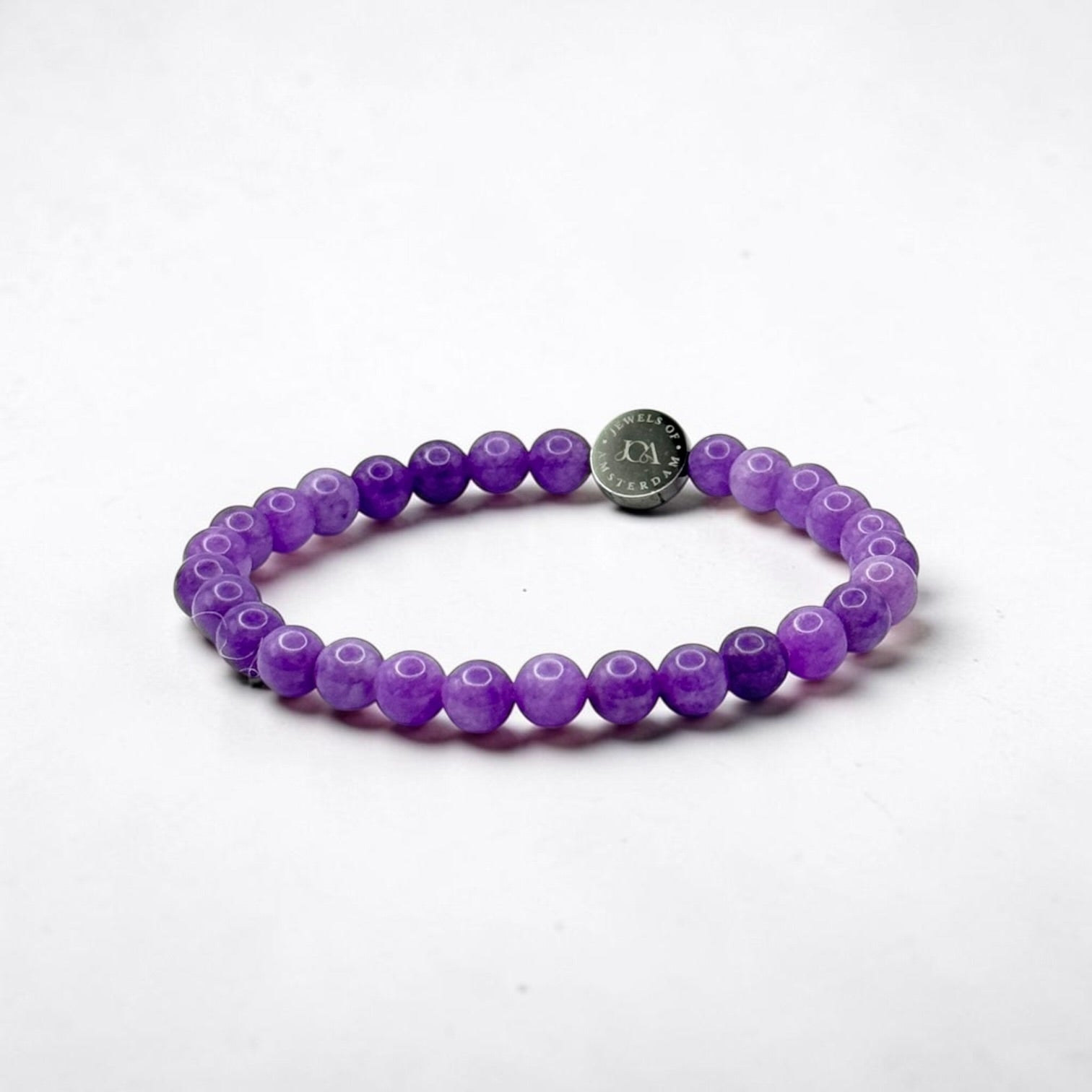 paarse chalcedoon armband met zilveren afwerking