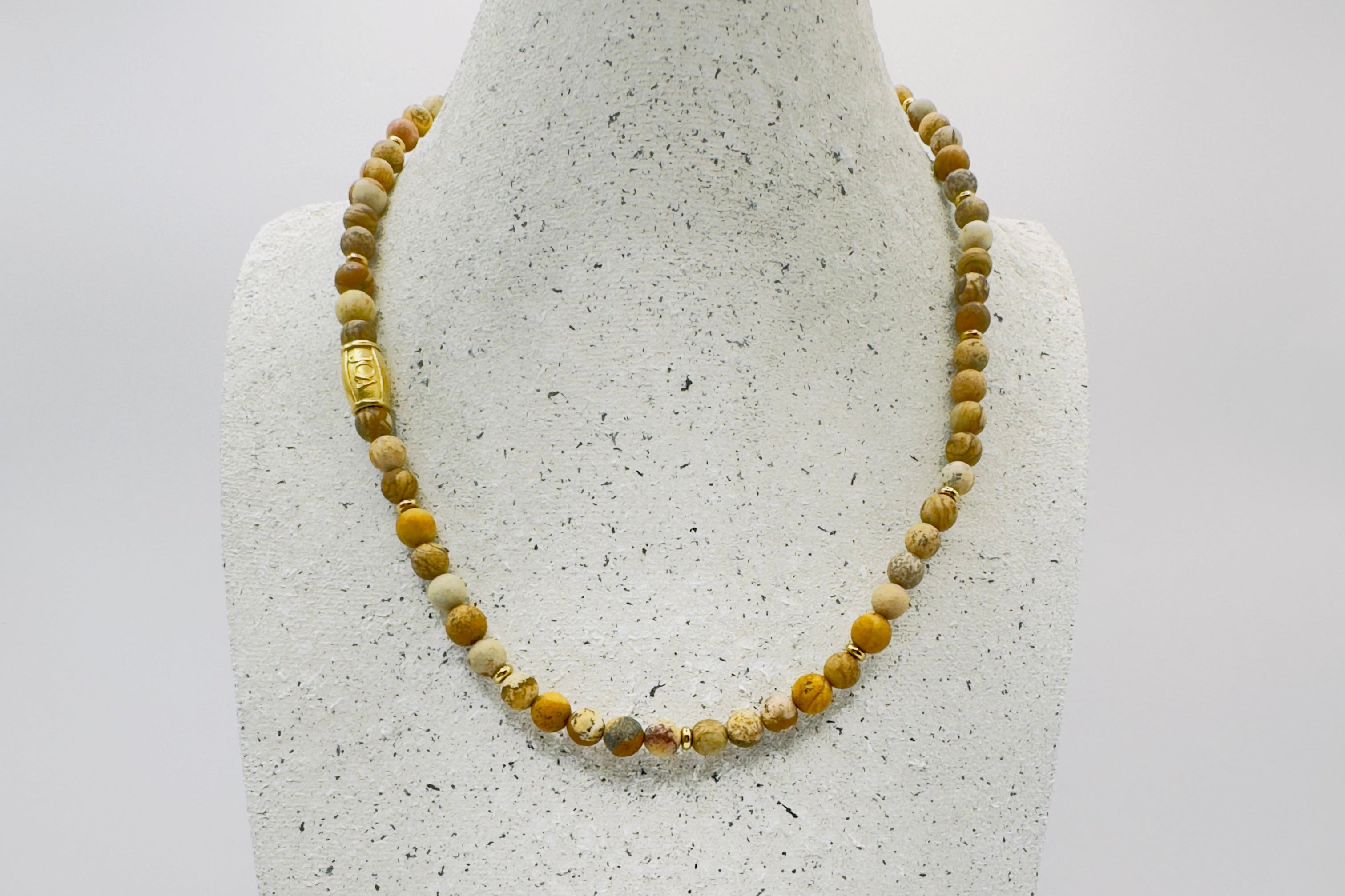 dames picture jaspis edelsteen ketting goud