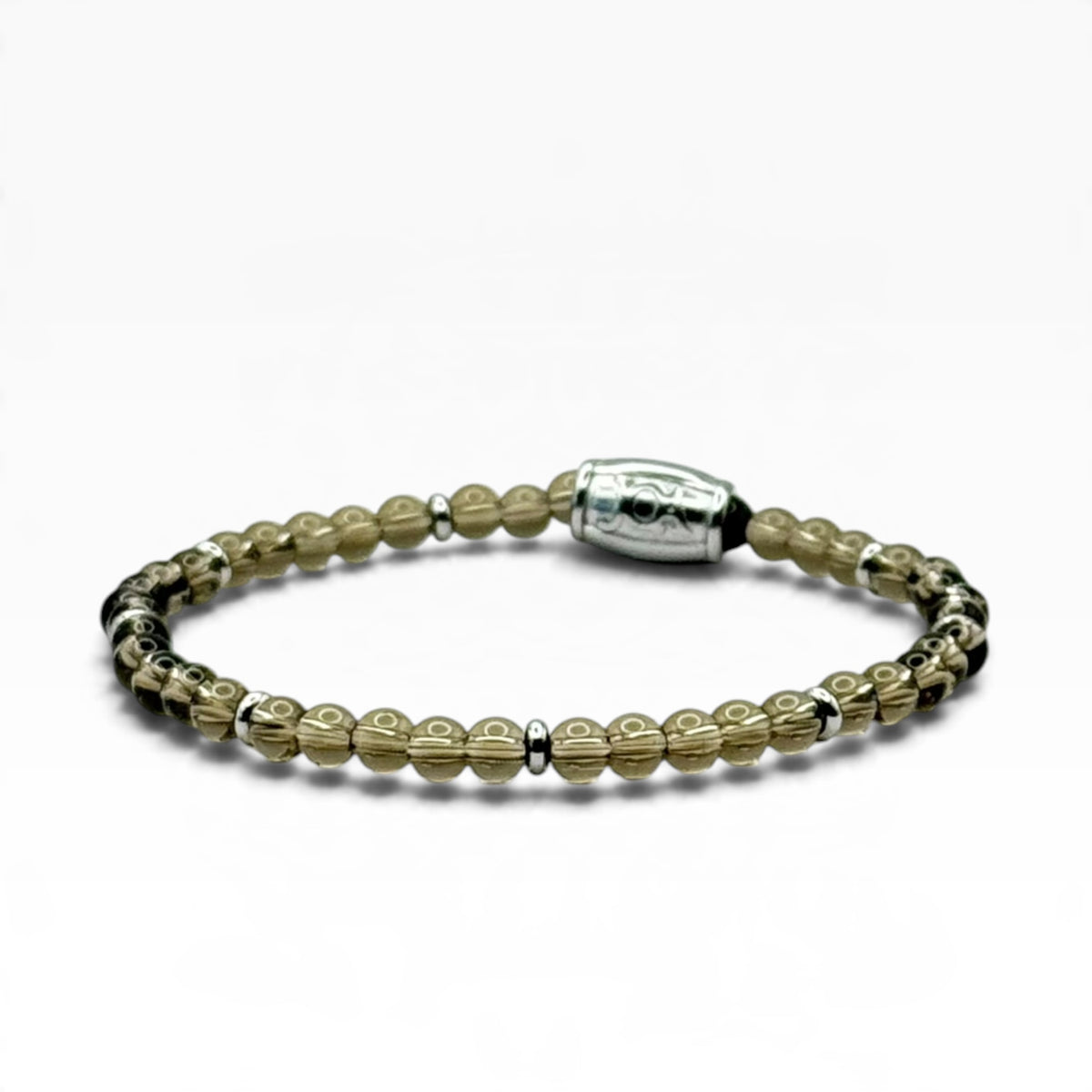 rookkwarts armband 4mm zilver