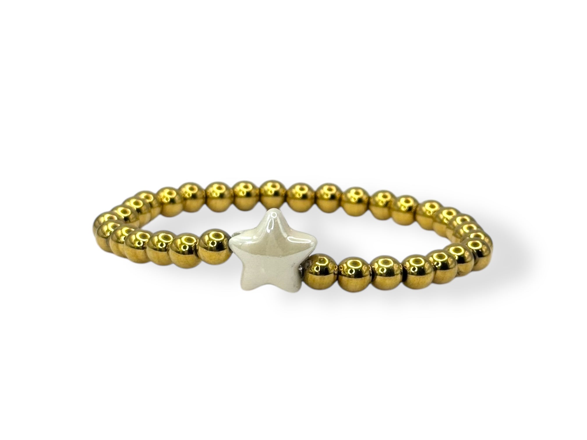 Stainless steel goud dames armband met wit ster