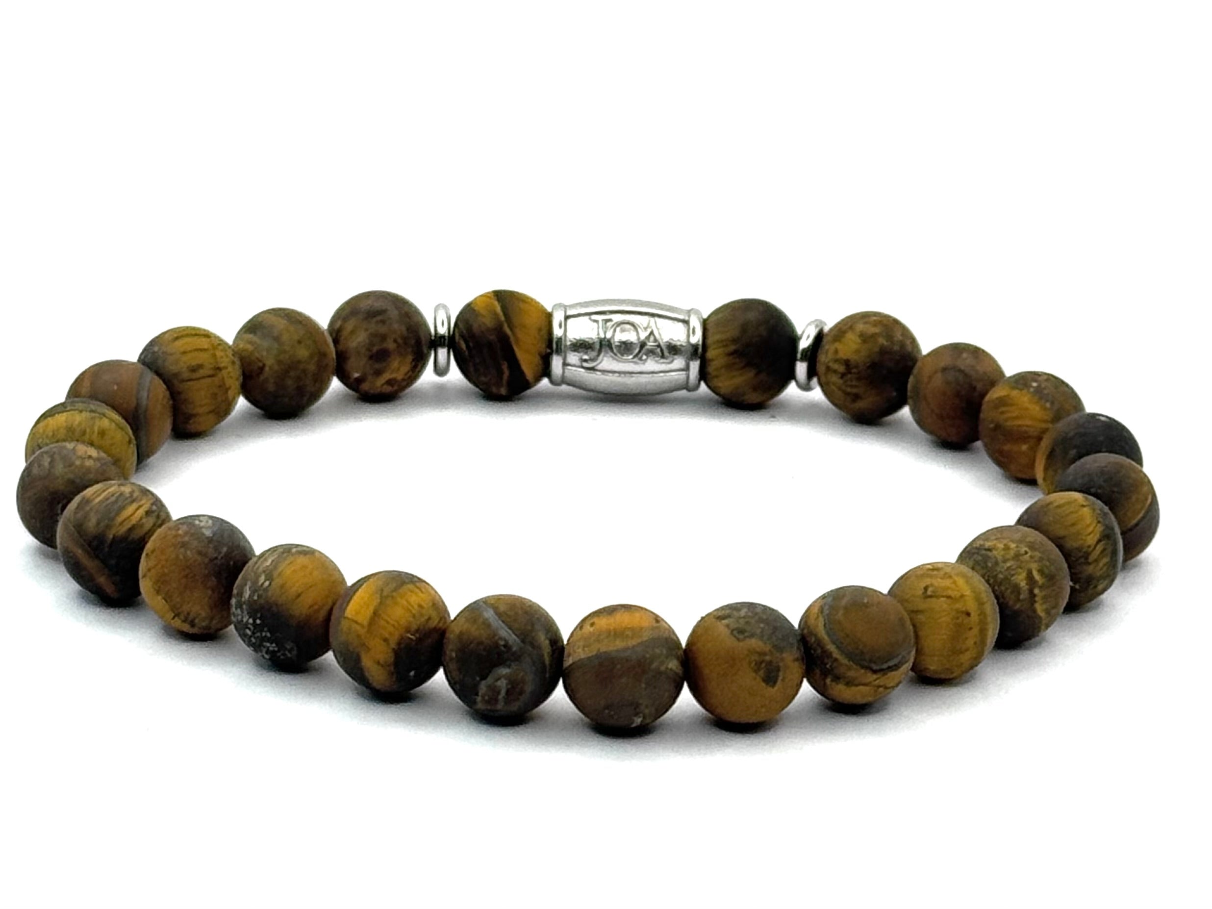 tijgeroog edelsteen armband 8mm zilver