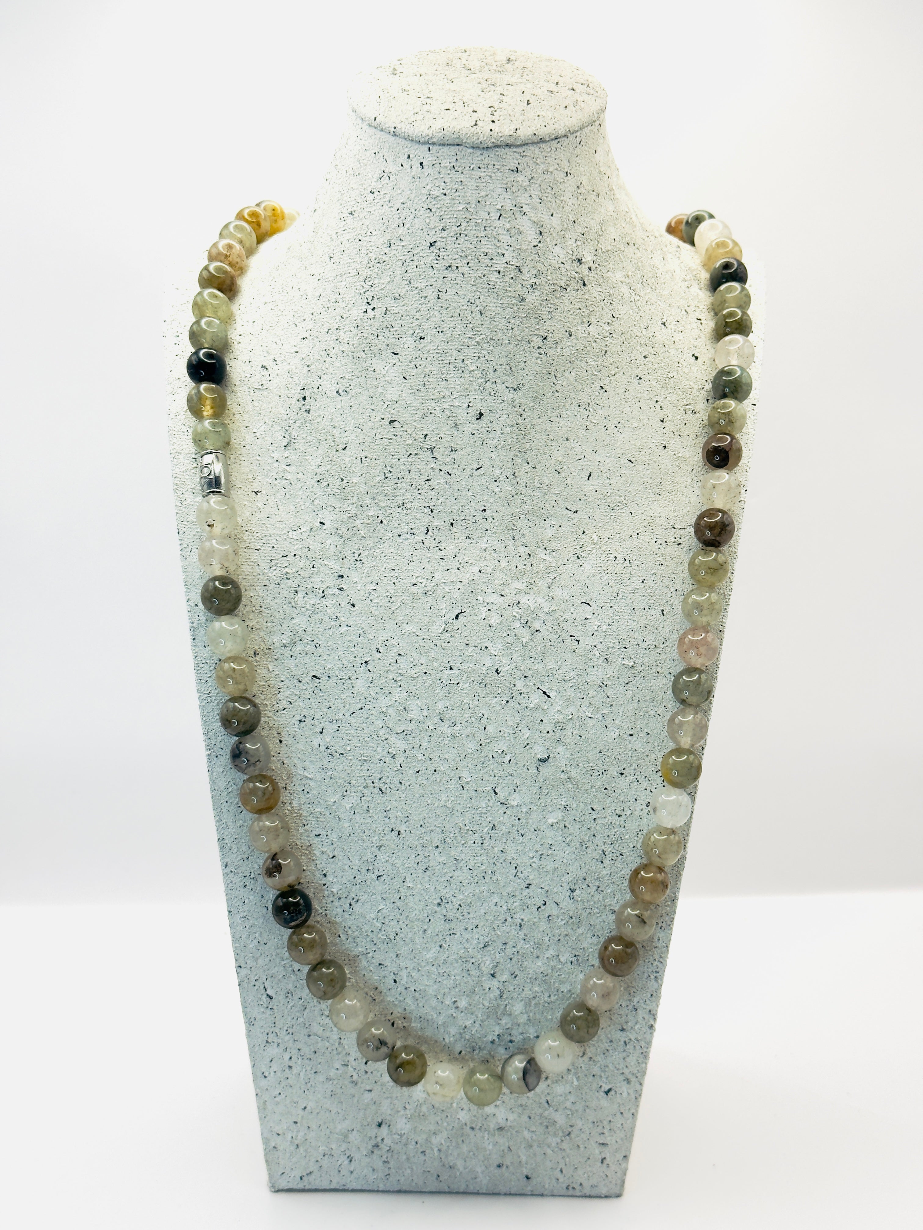 heren tuinkwarts edelsteen ketting 80cm