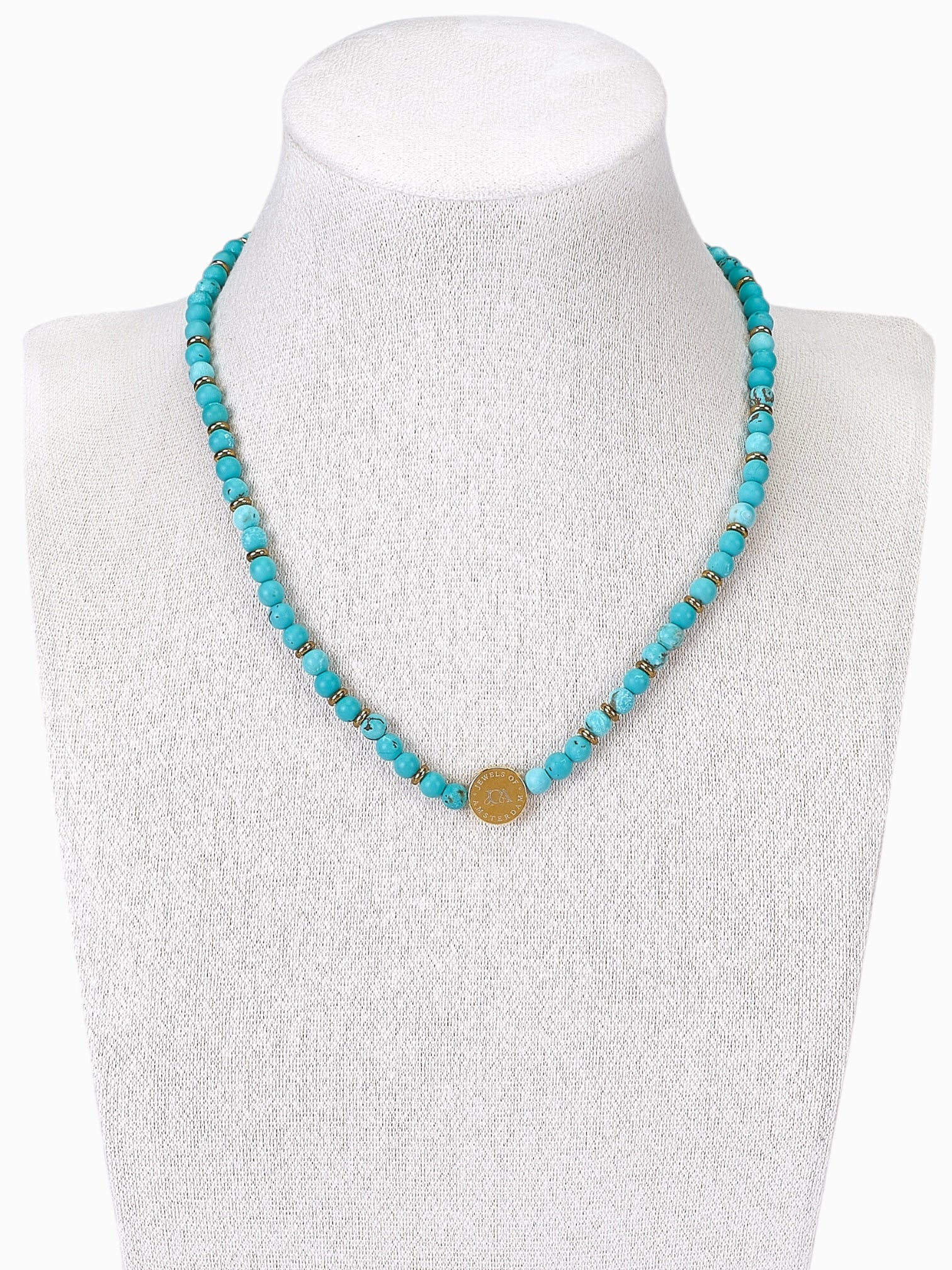 dames turkoois edelsteen chocker goud
