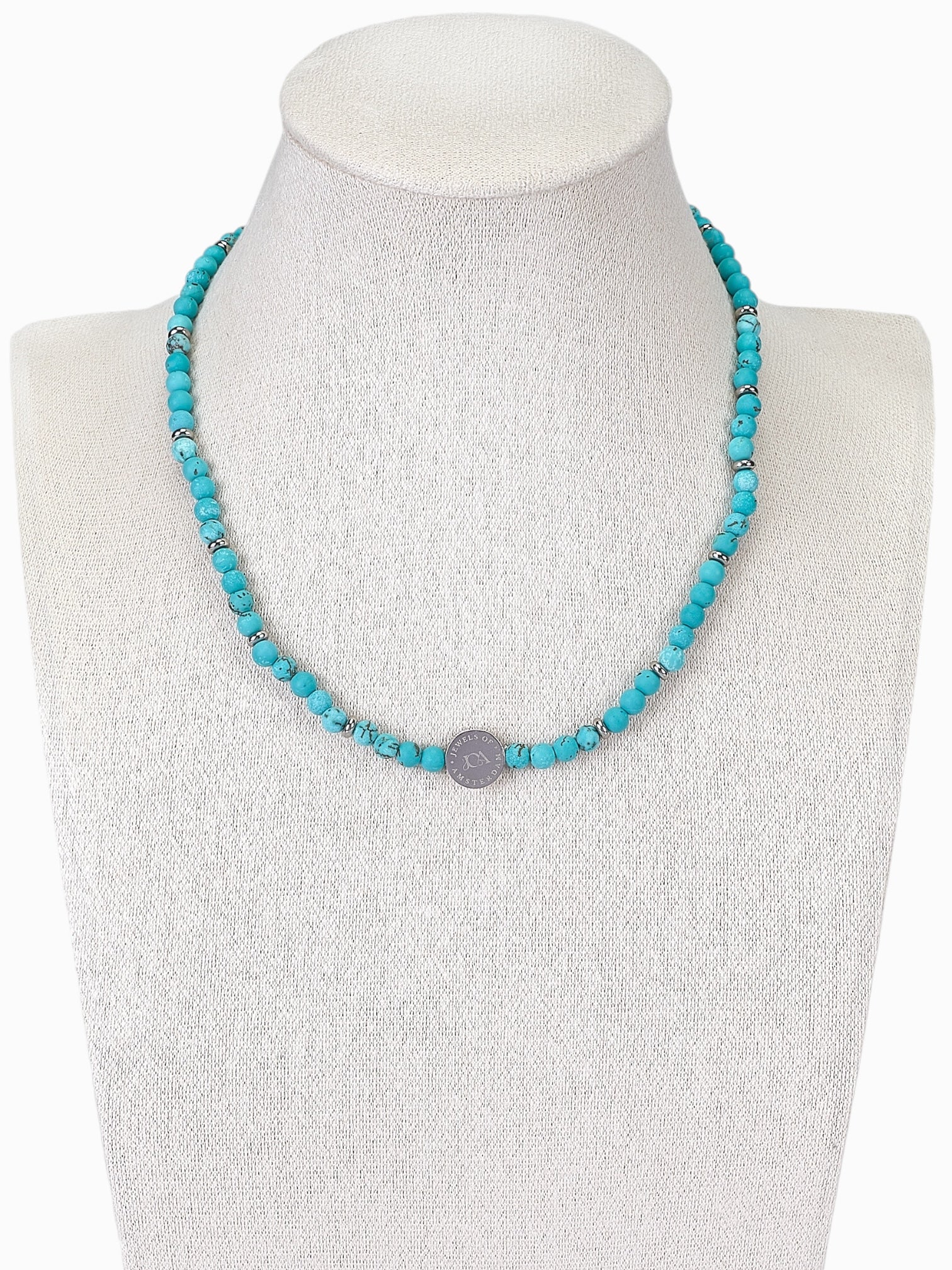 dames turkoois edelsteen chocker zilver